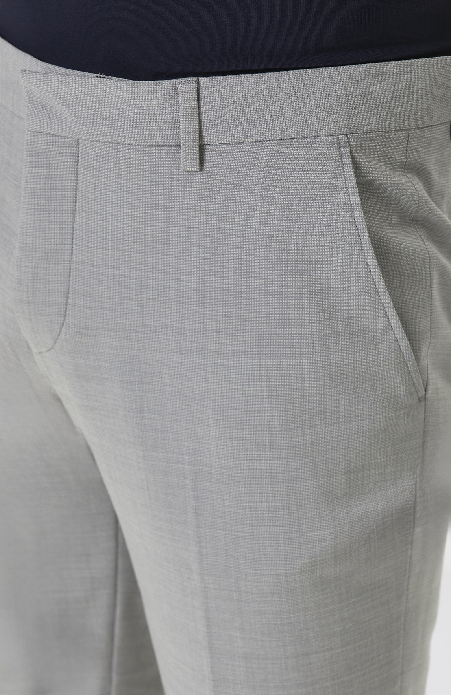 Slim Fit Açık Gri Yün Karışımlı Takım Elbise