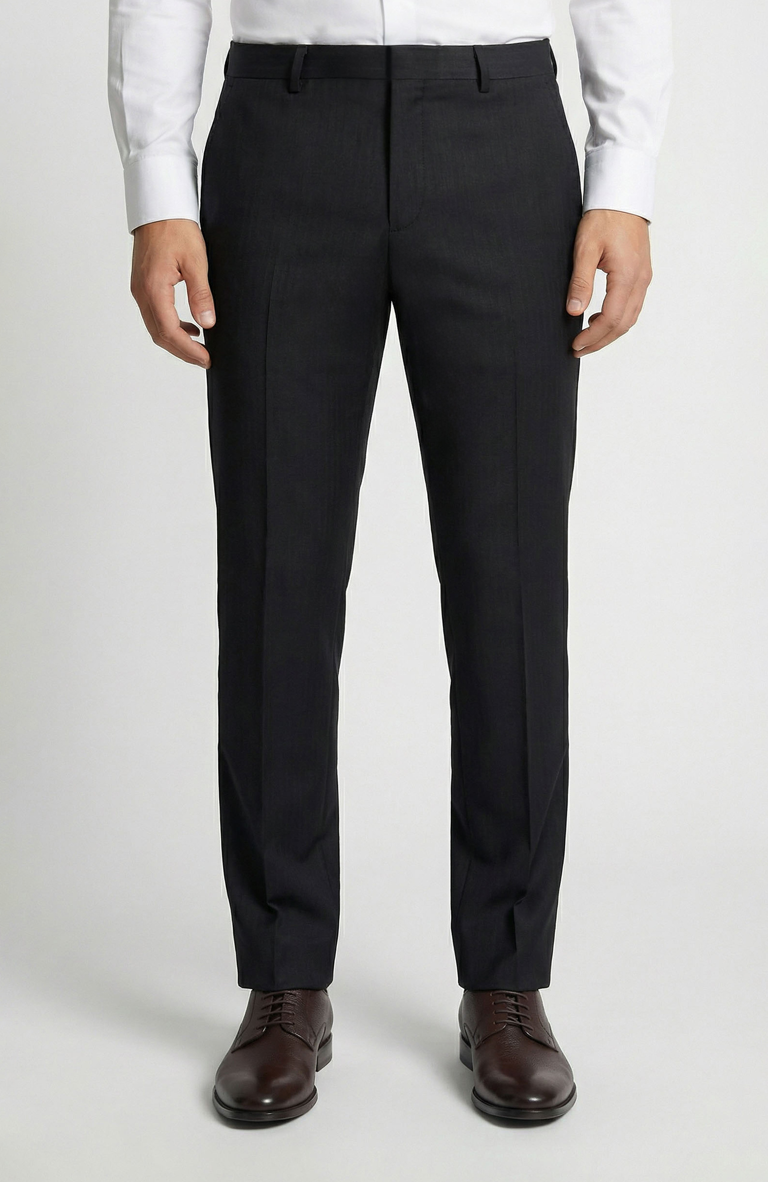 Slim Fit Siyah Yün Takım Elbise