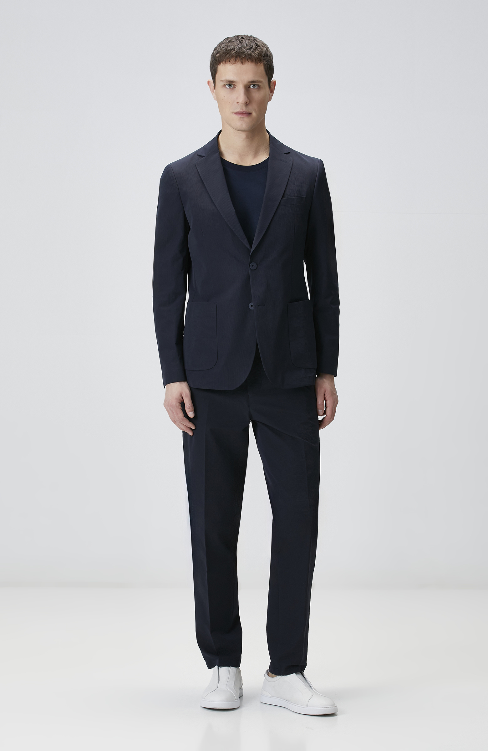 Lacivert Çizgili Takım Elbise