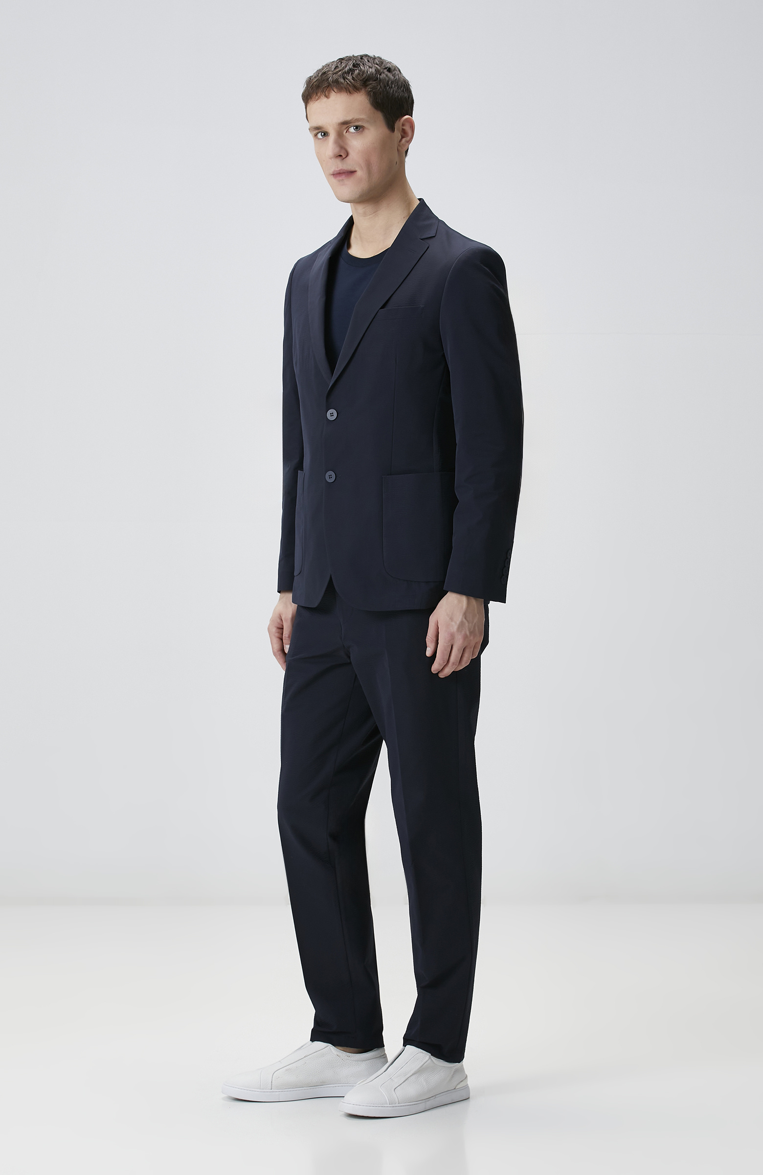 Lacivert Çizgili Takım Elbise