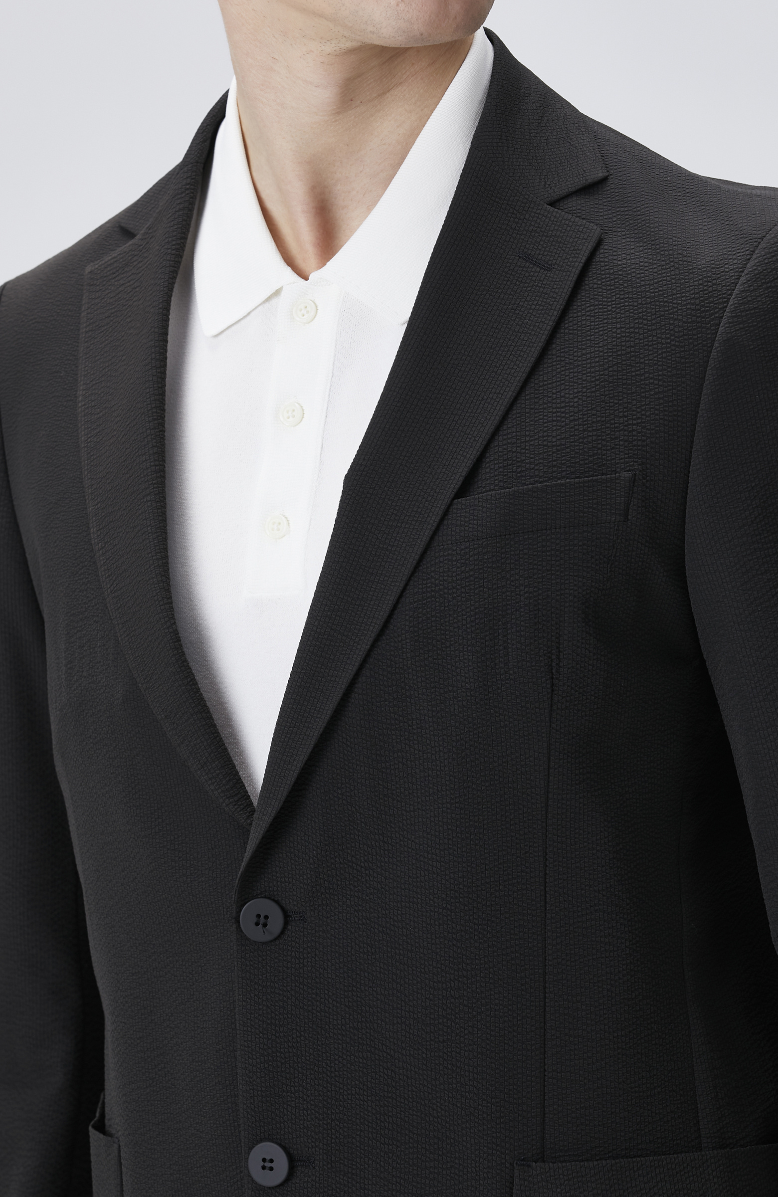 Slim Fit Siyah Çizgili Takım Elbise