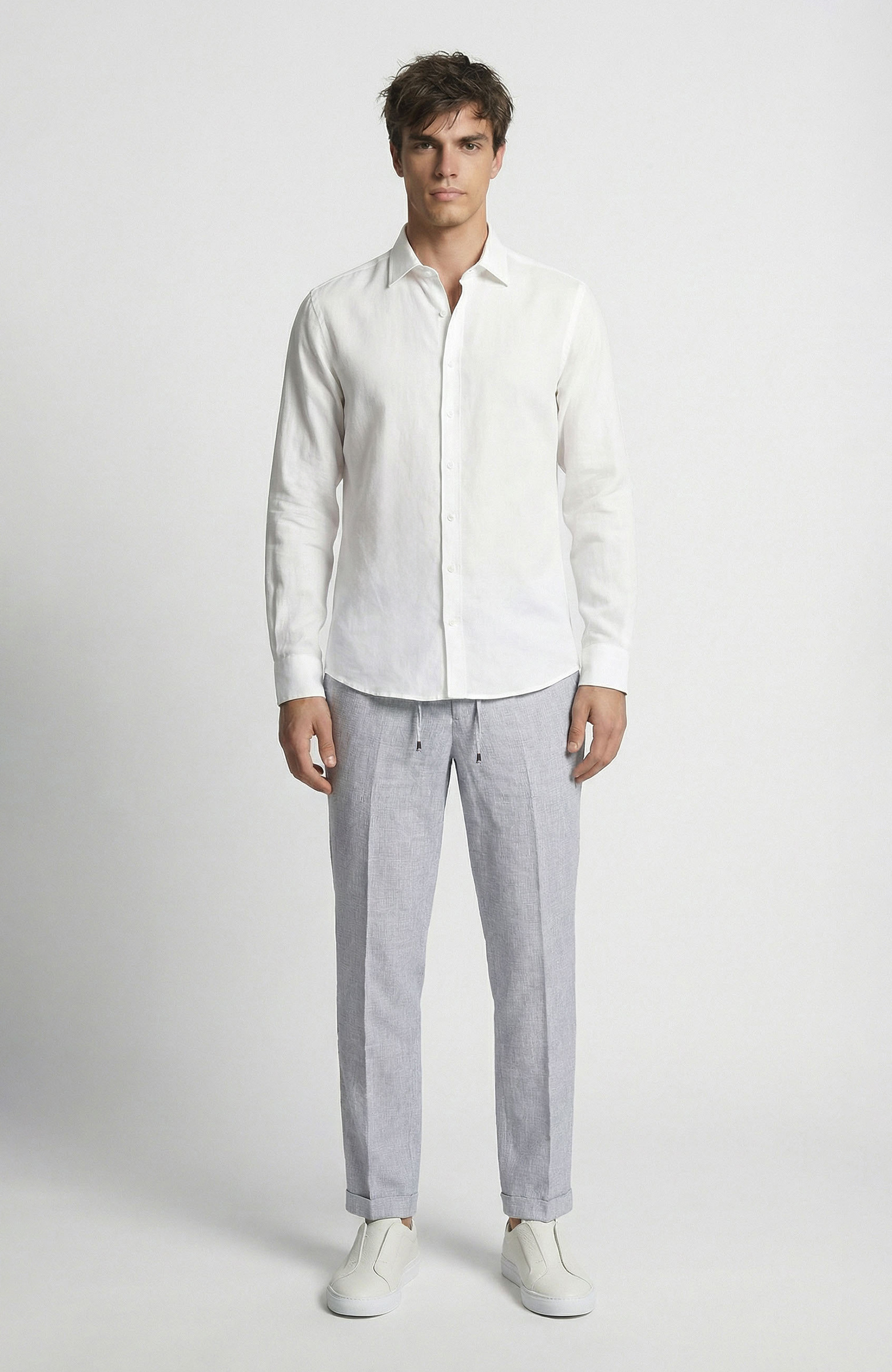 Koyu Mavi Keten Dokuma Pantolon