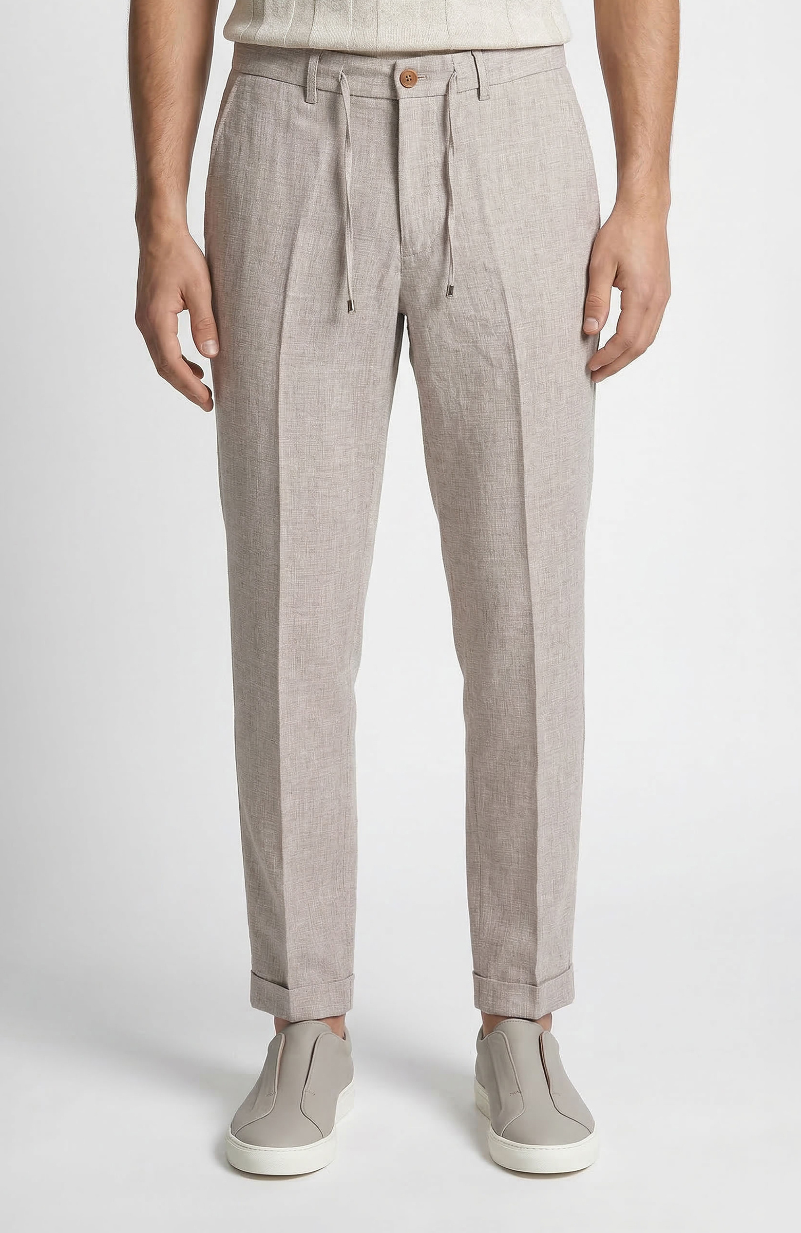 Vizon Mikro Desenli Keten Karışım Jogger Pantolon