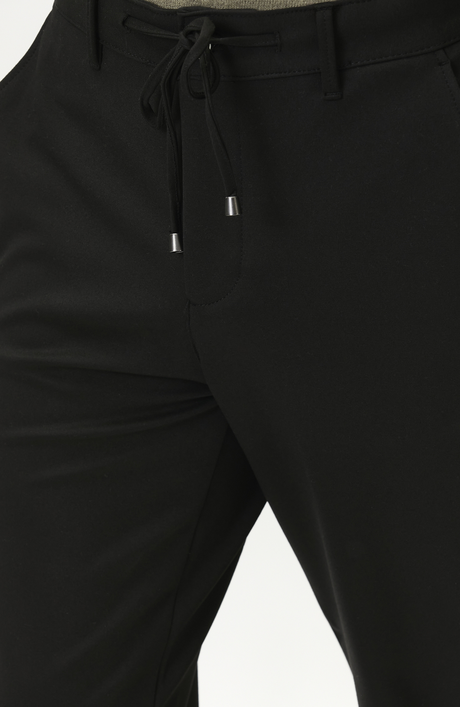 Siyah Duble Paça Ütü İzli Örme Jogger Pantolon