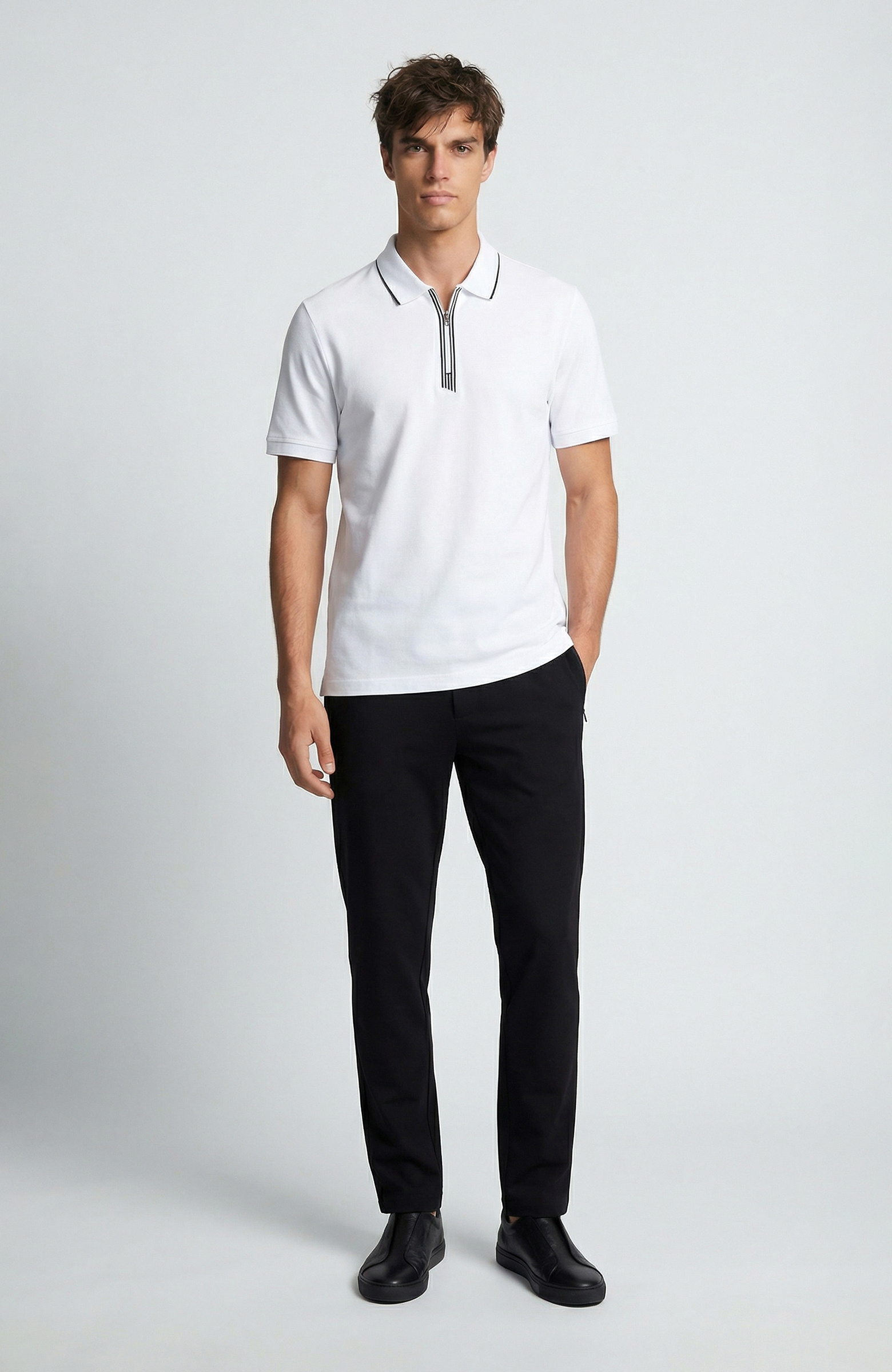 N-Tech Beyaz Fermuarlı T-shirt