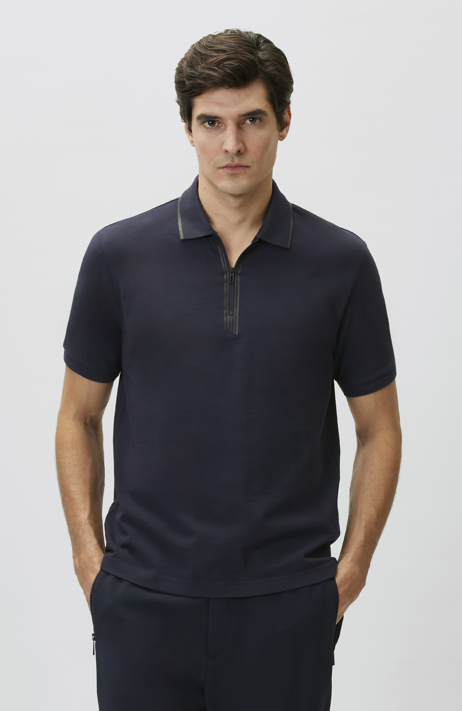 N-Tech Lacivert Fermuarlı T-shirt