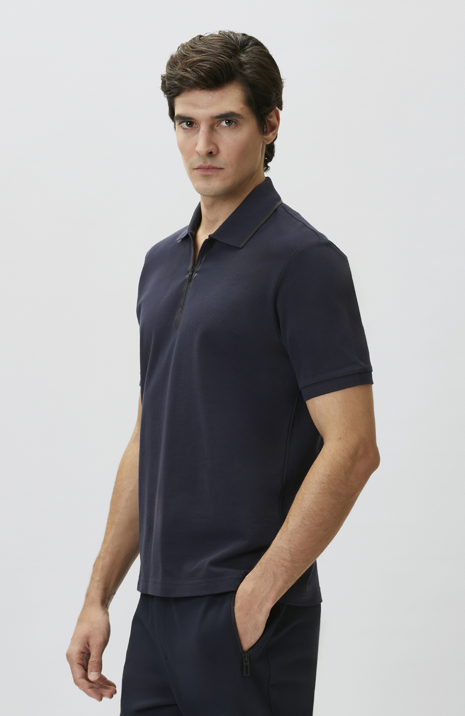 N-Tech Lacivert Fermuarlı T-shirt