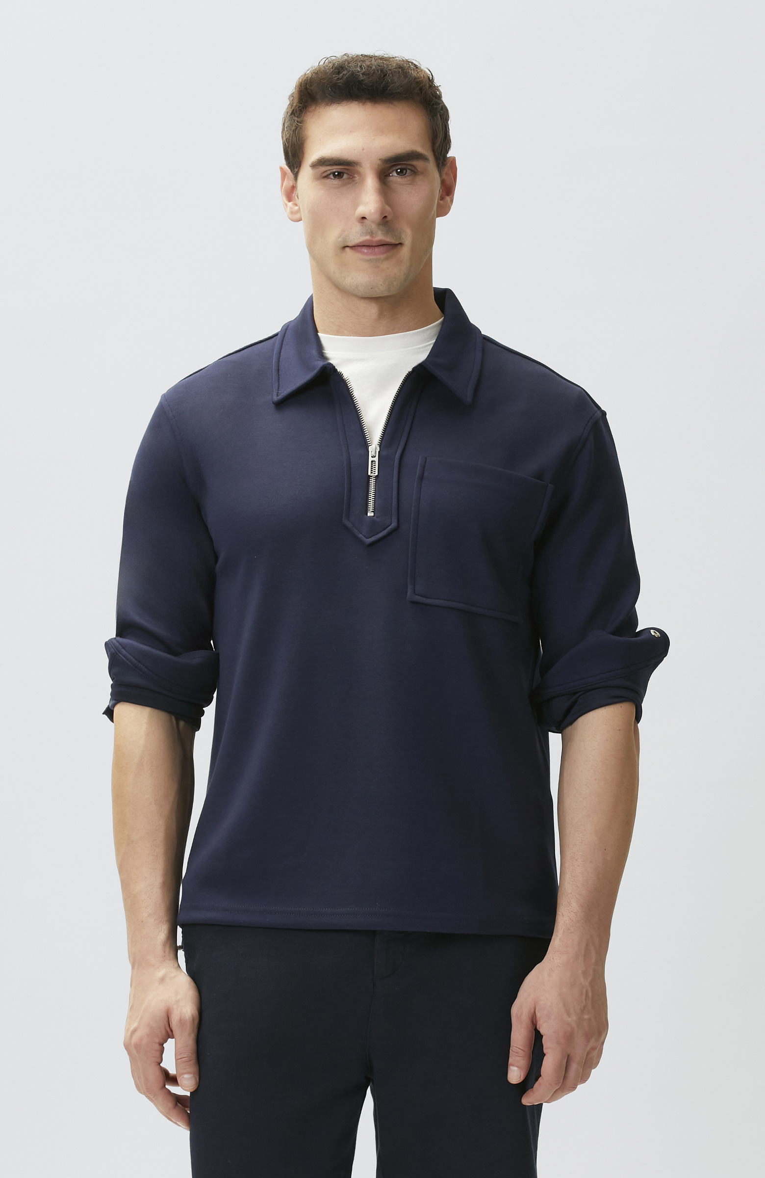 Lacivert Dik Yaka Sweatshirt