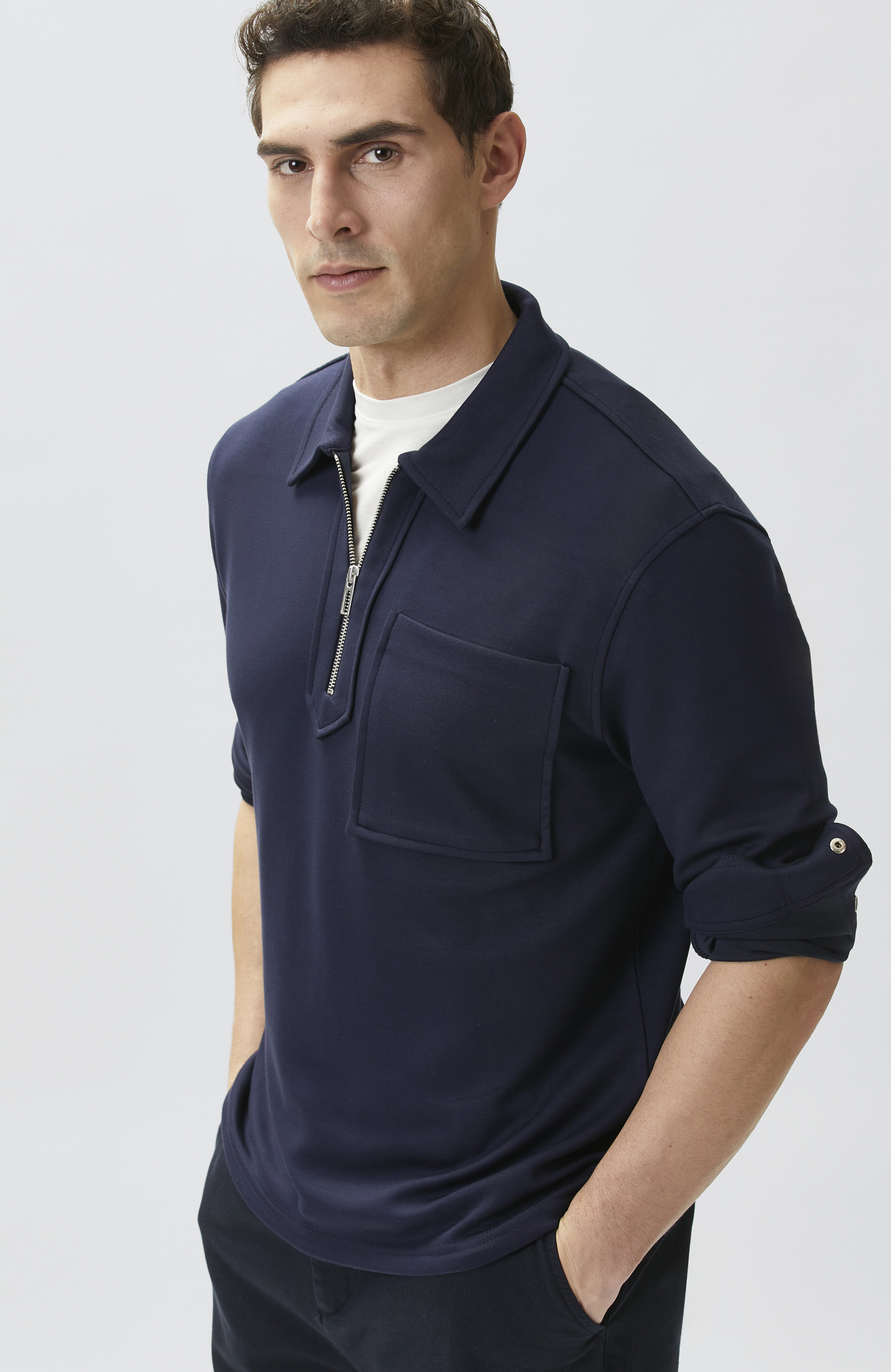 Lacivert Dik Yaka Sweatshirt