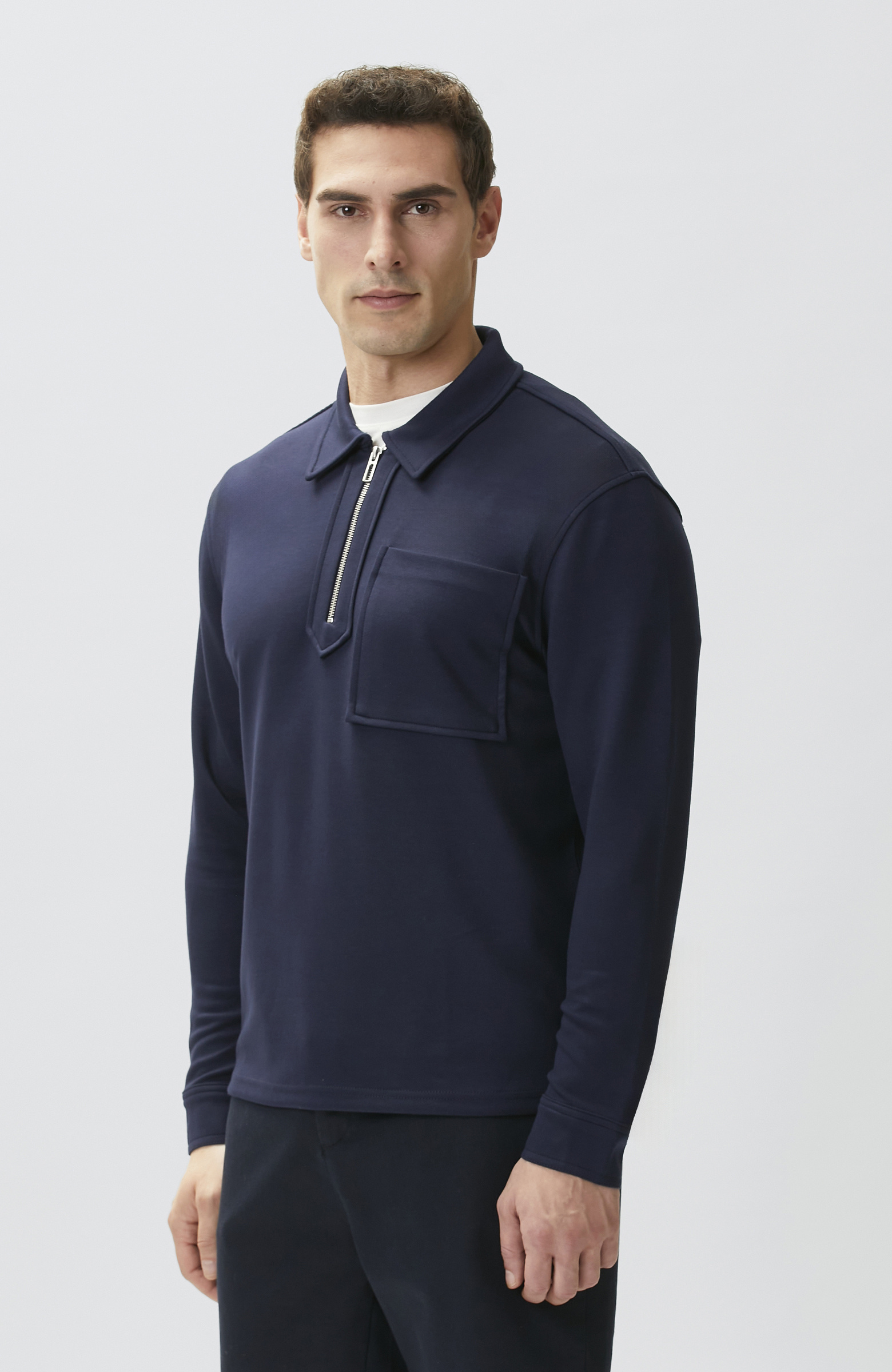 Lacivert Dik Yaka Sweatshirt