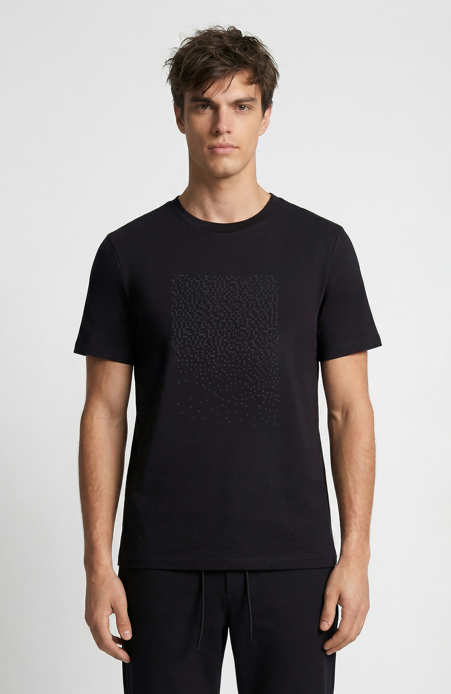 N-Tech Black Mini Letter Printed T-shirt