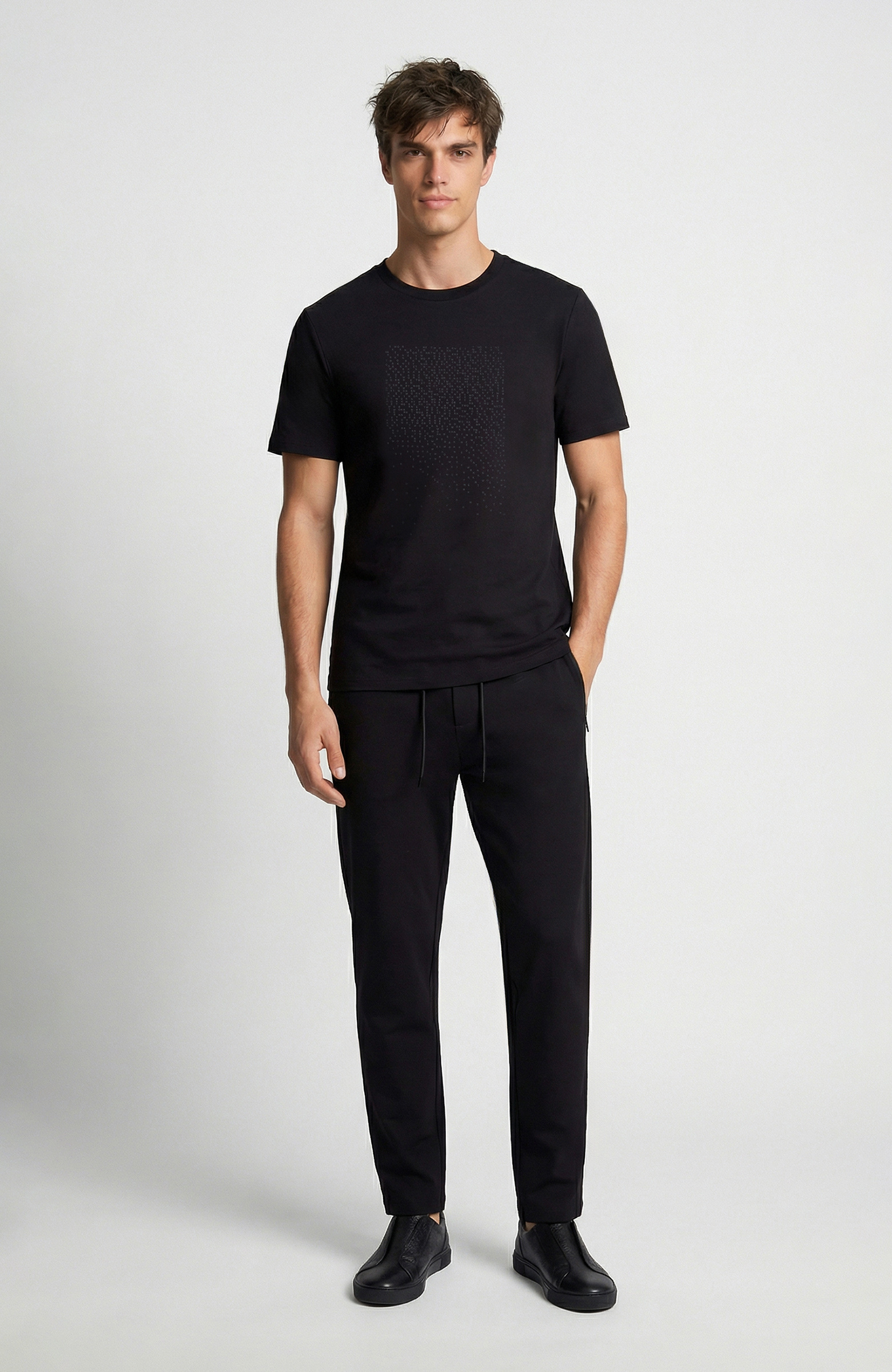 N-Tech Black Mini Letter Printed T-shirt