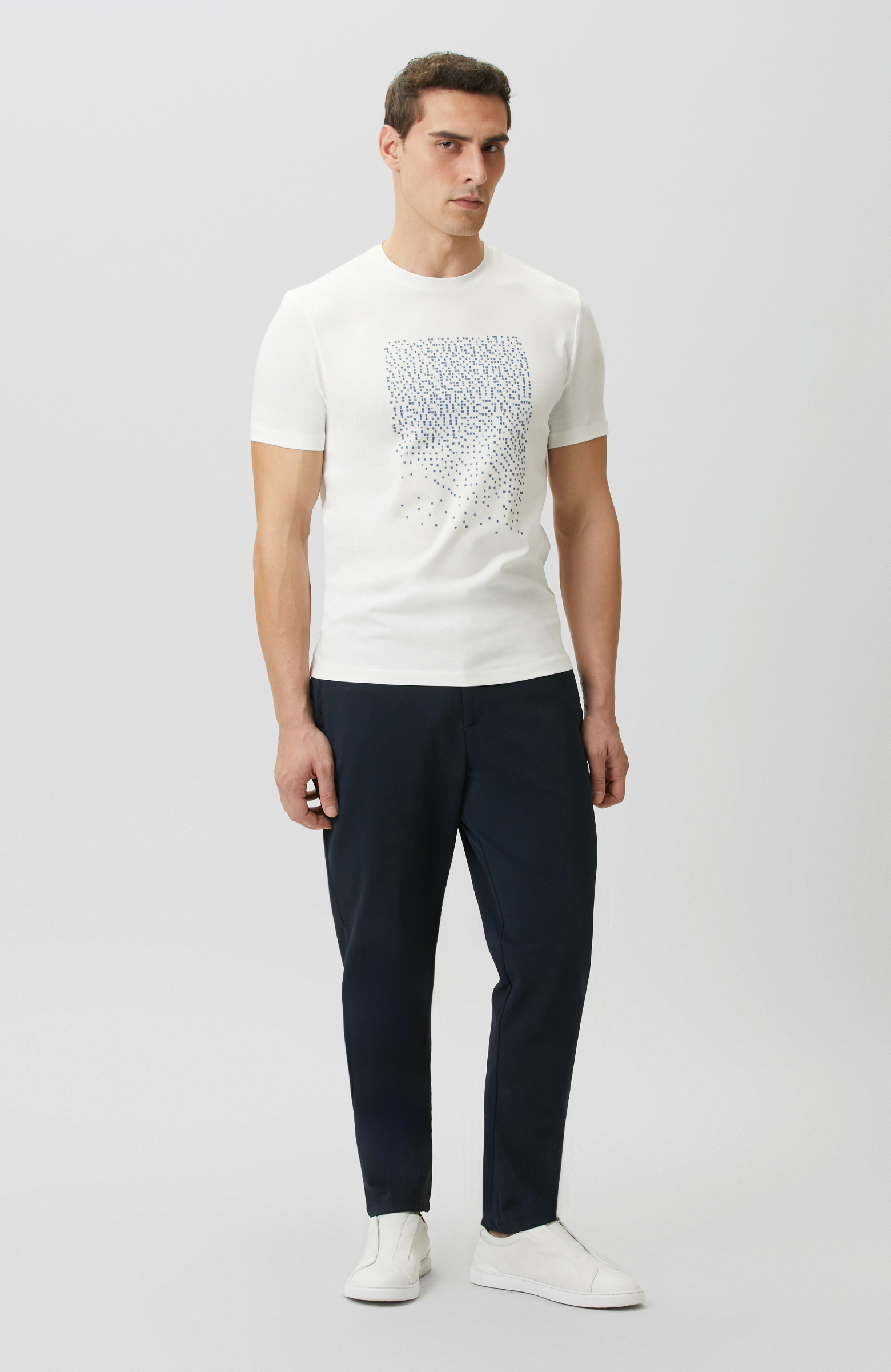 N-Tech Beyaz Network Mini Harf Baskılı T-shirt