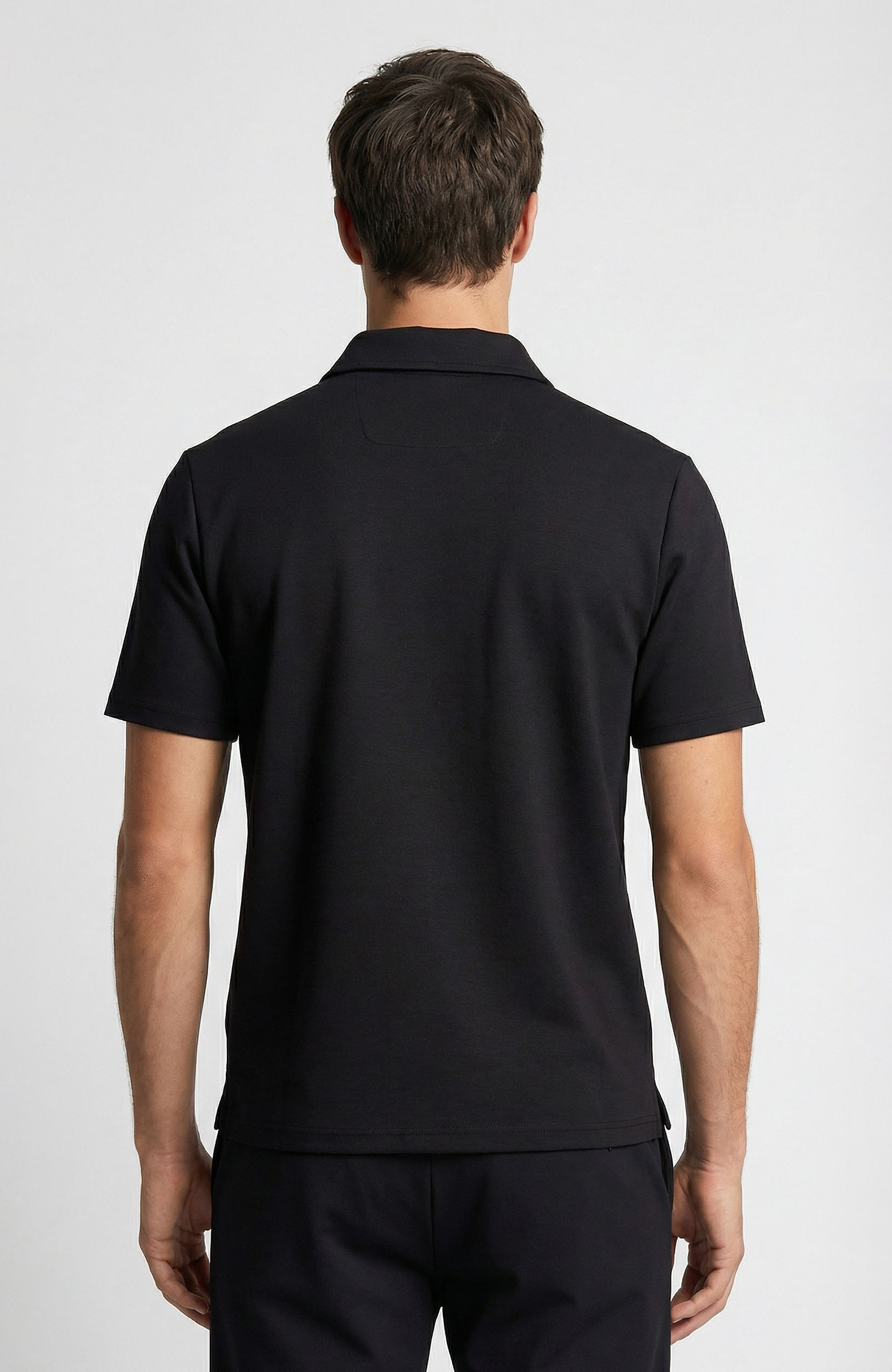 Siyah Polo Yaka Fermuarlı Sweatshirt