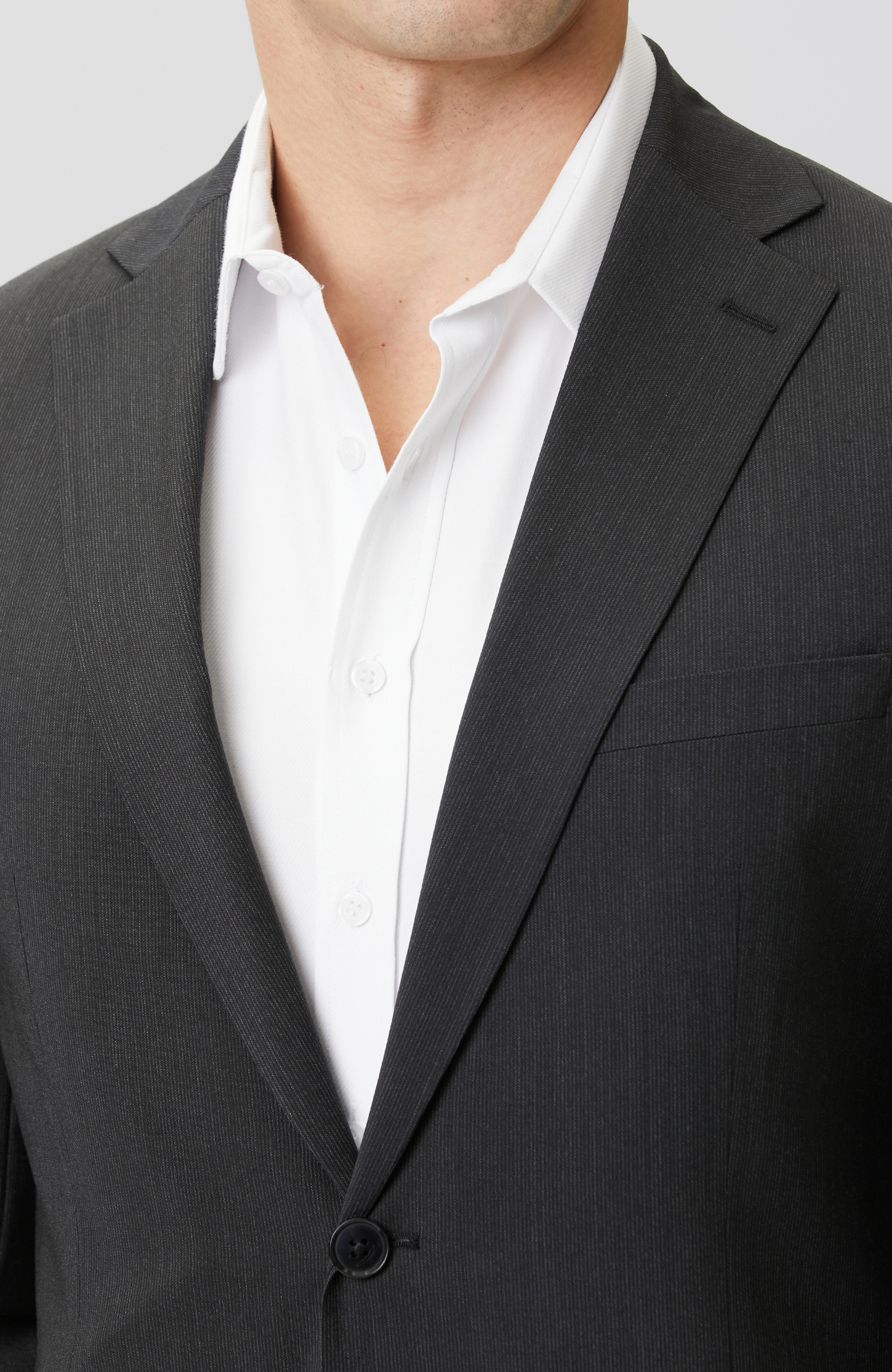 Siyah Çizgili Yün Karışımlı Takım Elbise