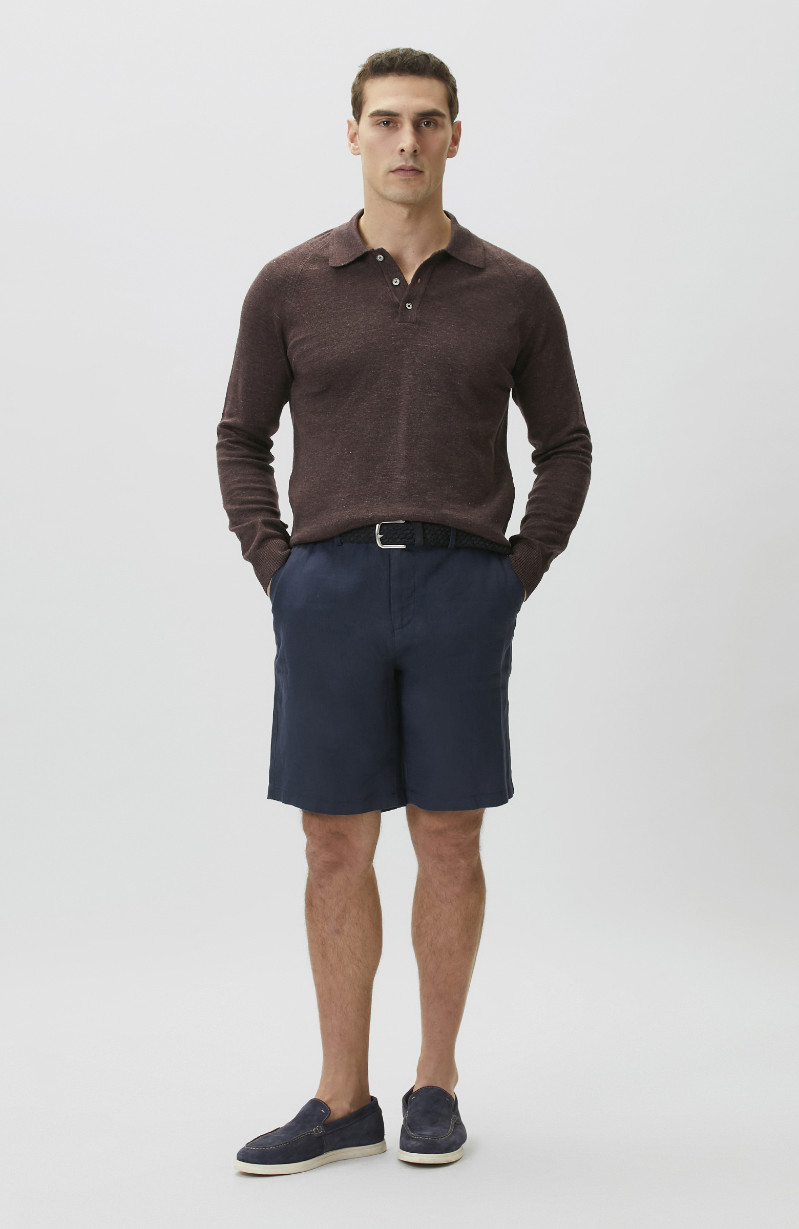 Bordo Polo Yaka Keten Triko Kazak