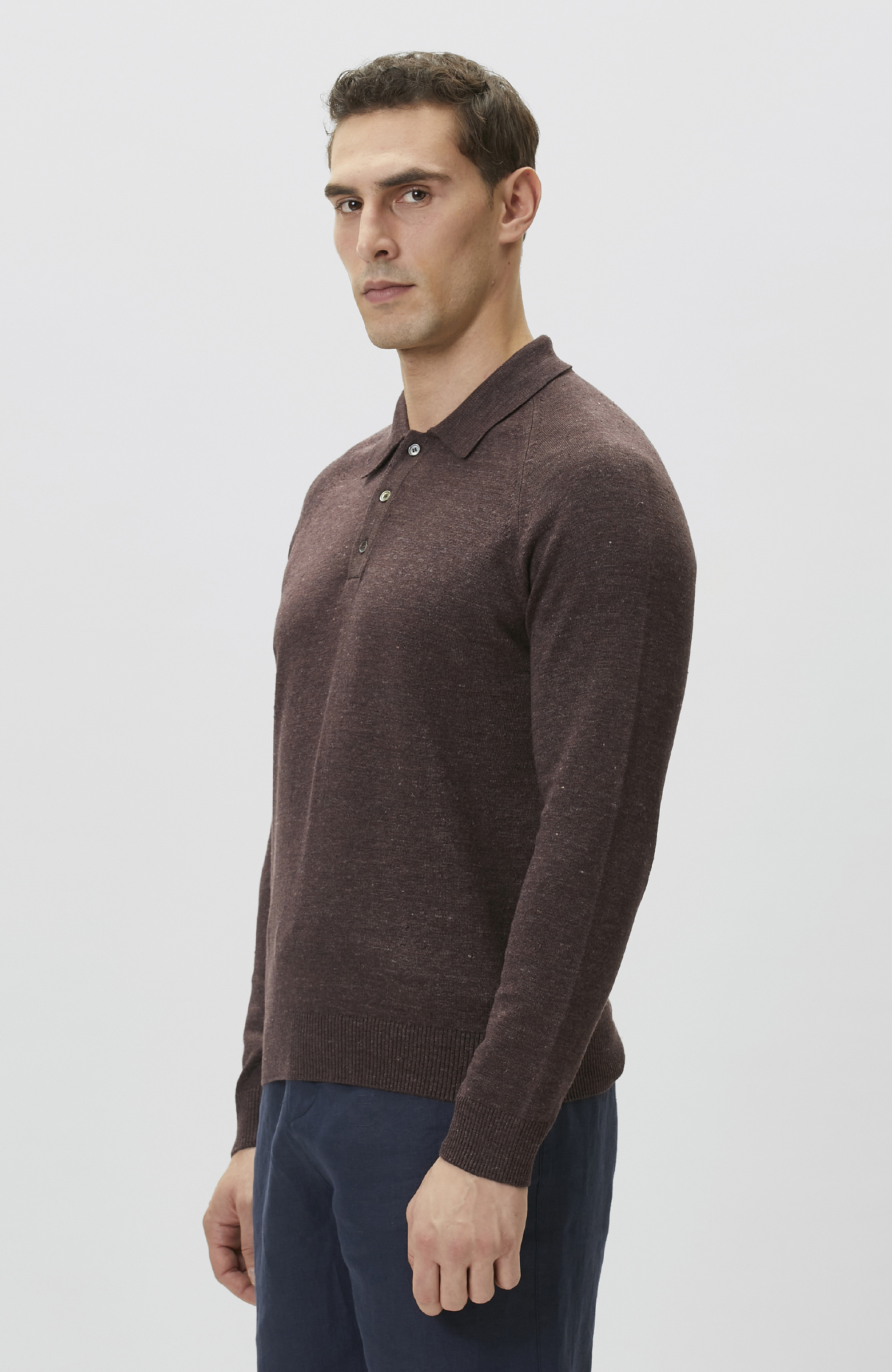 Bordo Polo Yaka Keten Triko Kazak