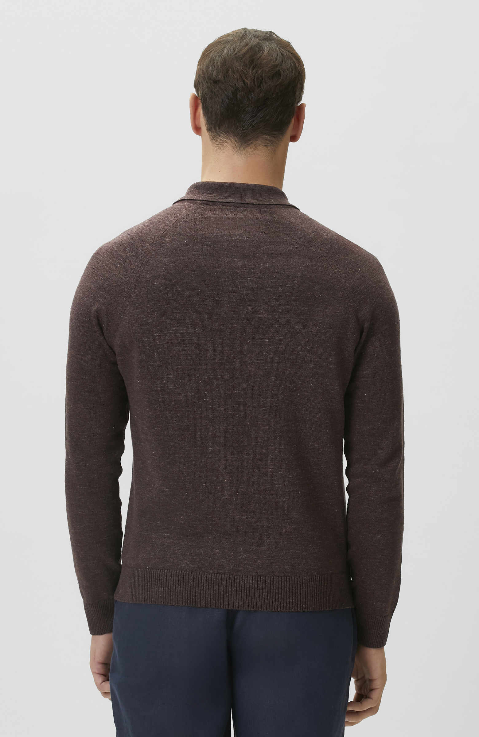 Bordo Polo Yaka Keten Triko Kazak