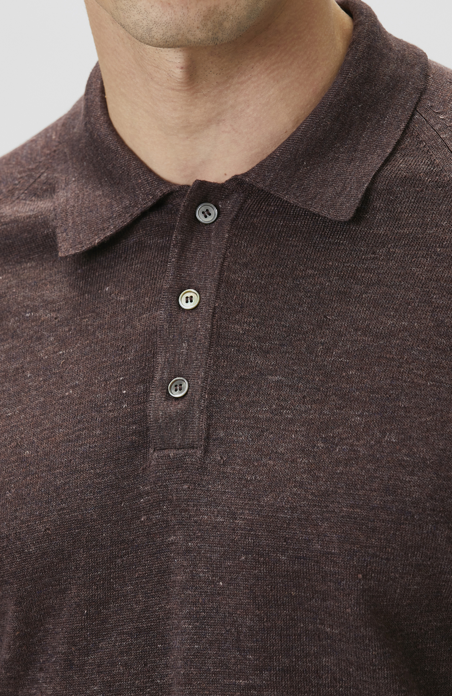 Bordo Polo Yaka Keten Triko Kazak