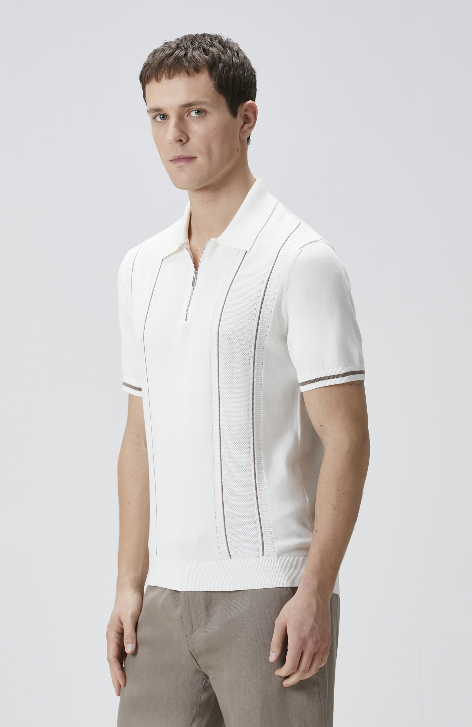 Off White Patterned Polo Knitwear Sweater