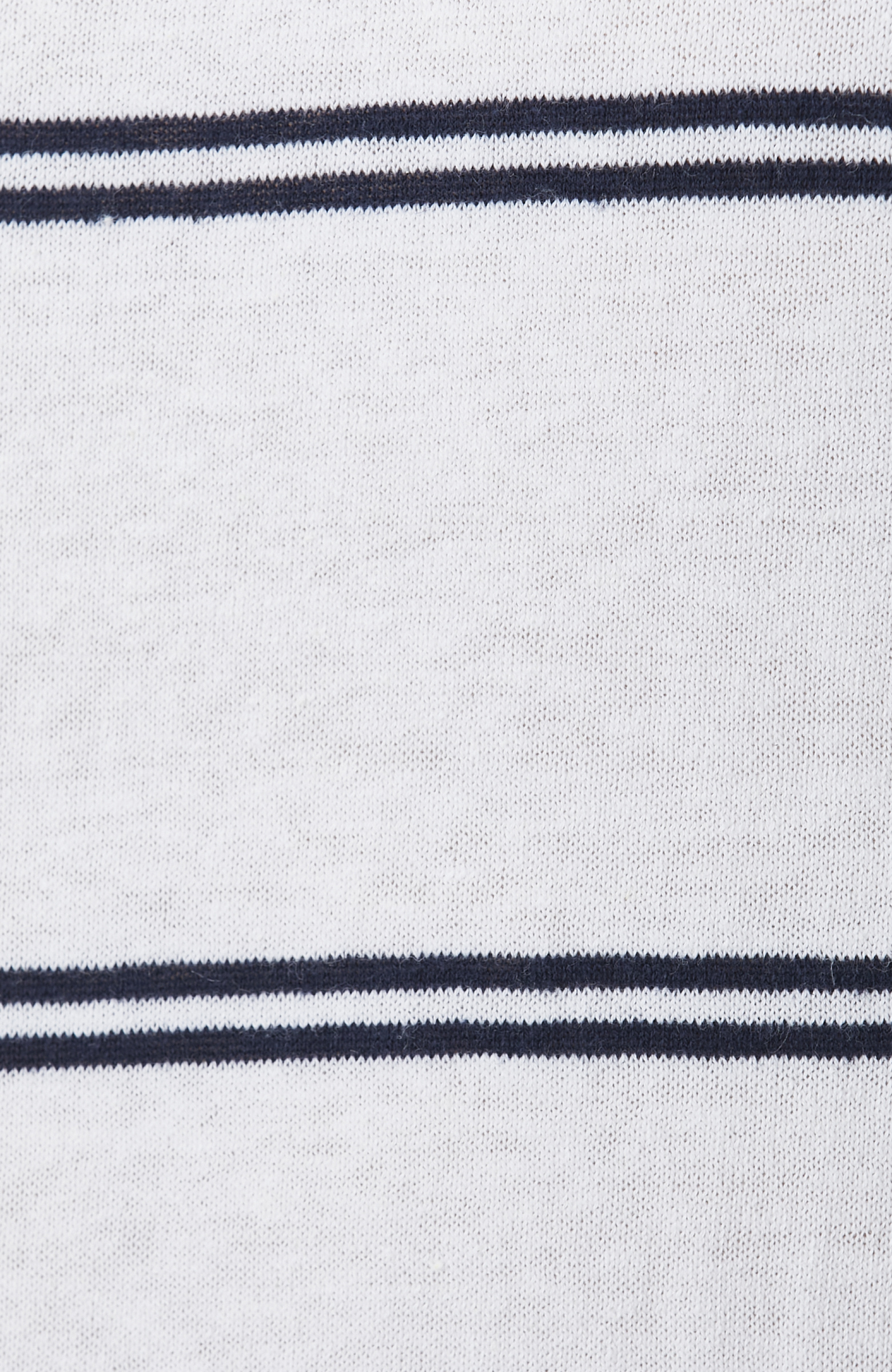 Beyaz Çizgili Keten Karışımlı Triko Kazak