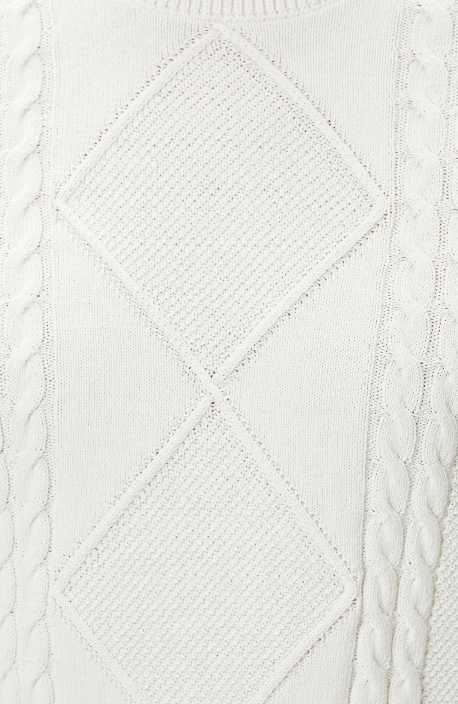 Beyaz Saç Örgü Detaylı Triko Kazak