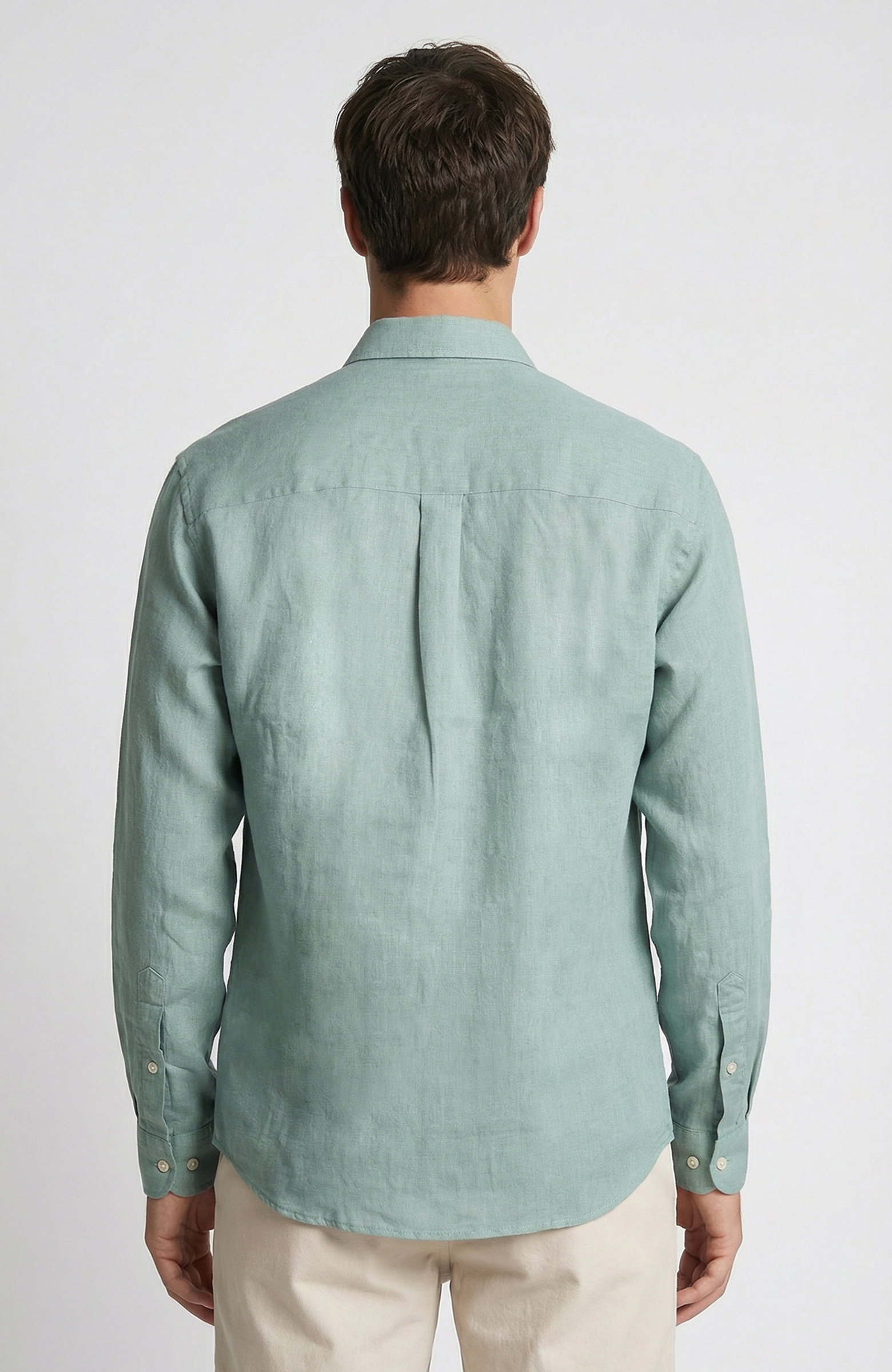 Mint Çizgili Keten Gömlek