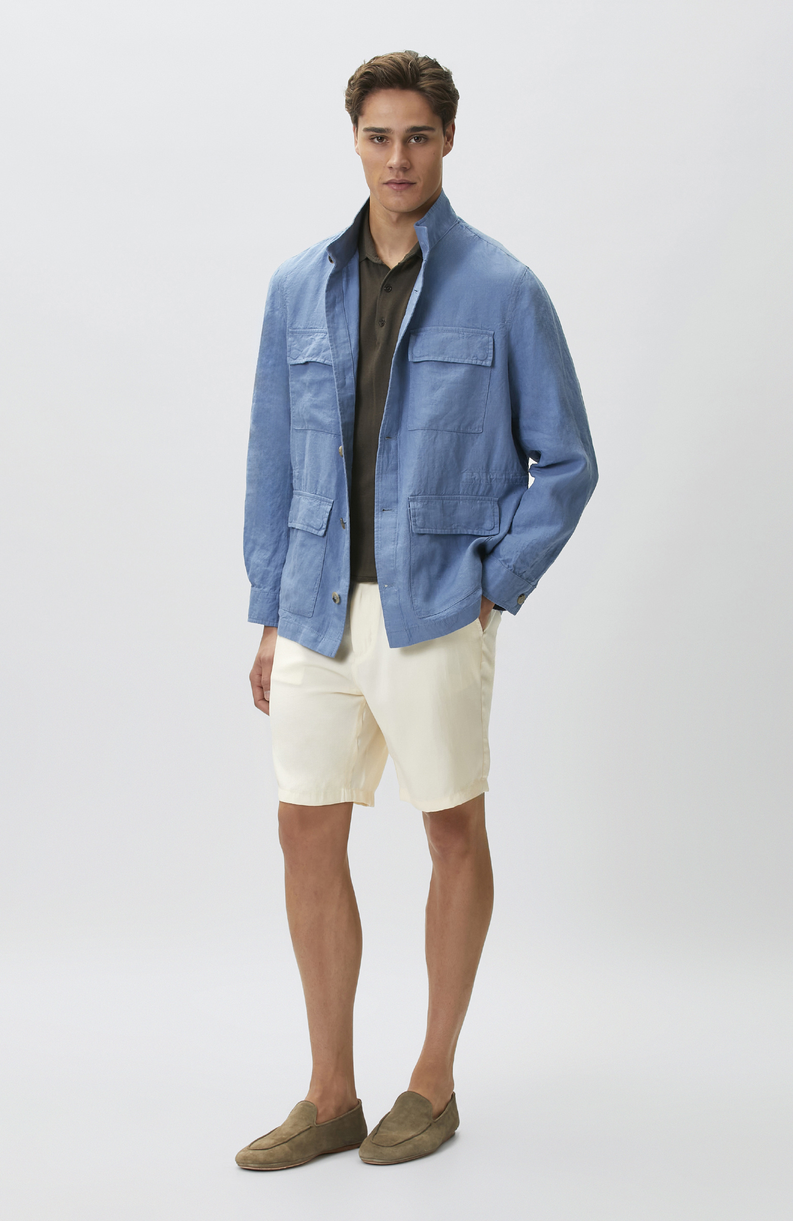 Bej Slim Fit Modal Şort