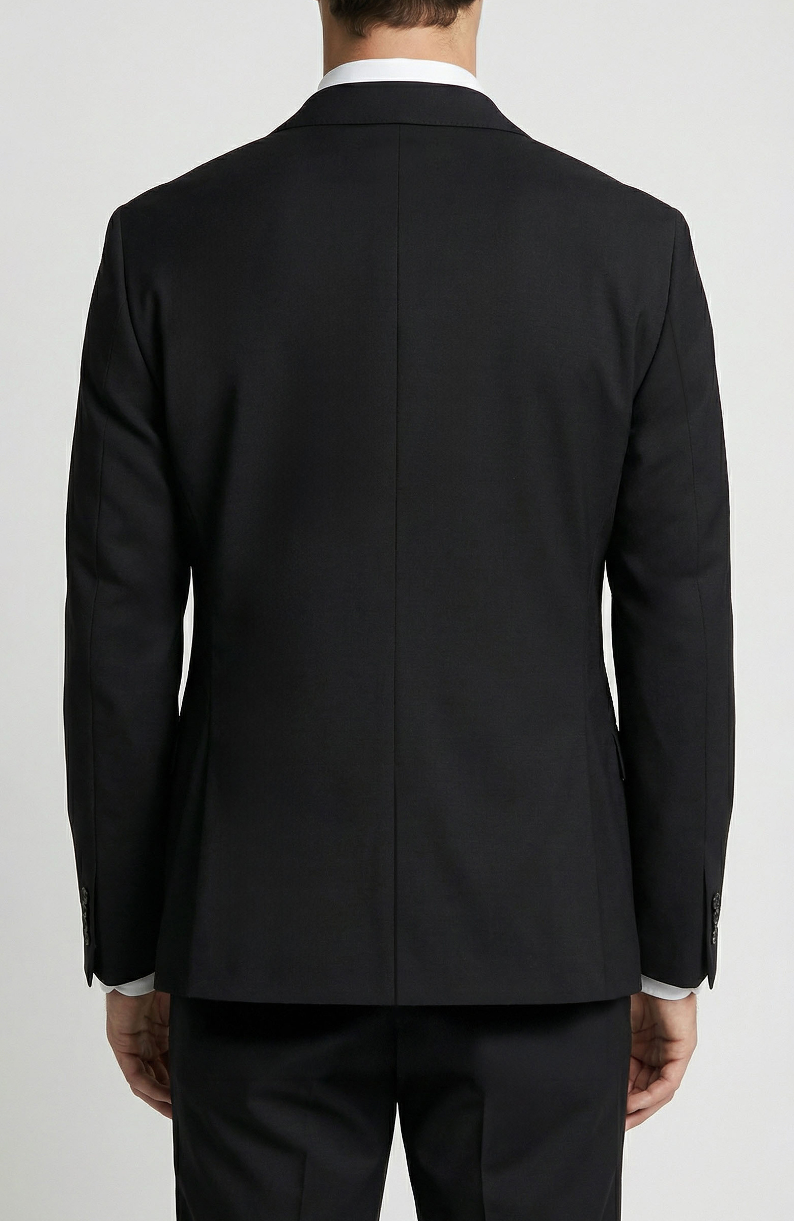 Slim Fit Siyah Mono Yaka Yünlü Takım Elbise