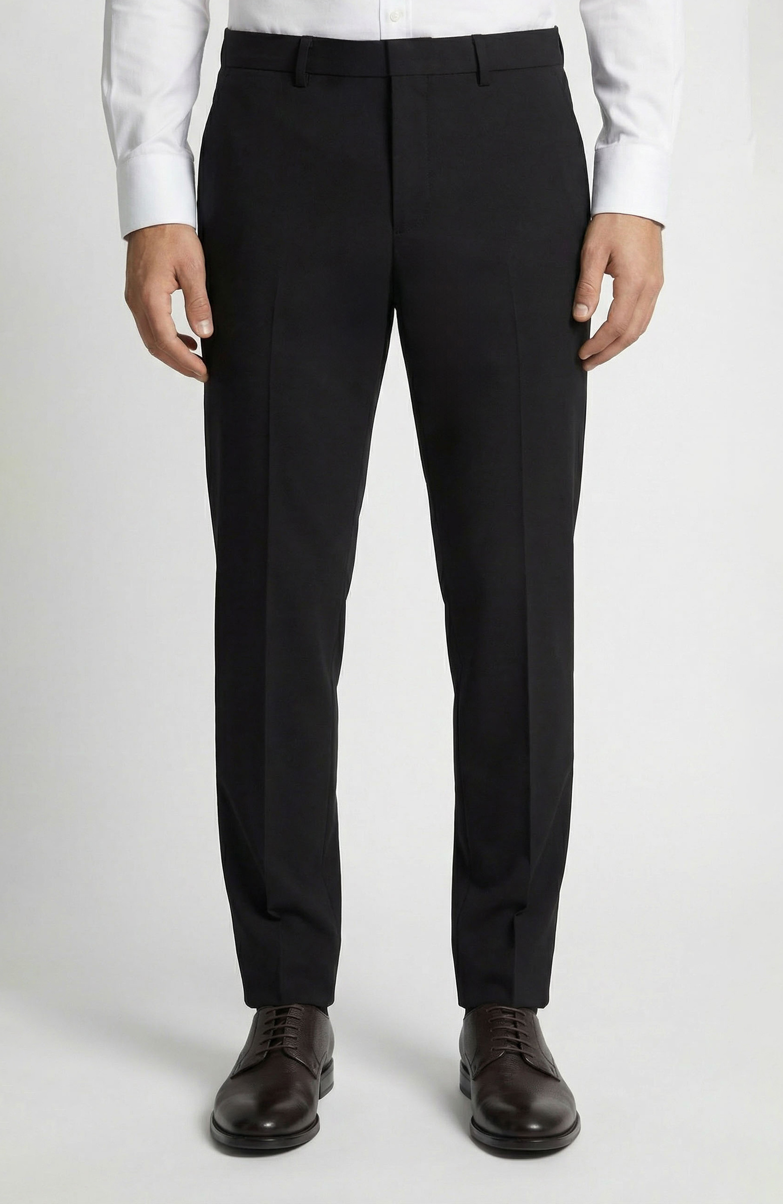 Slim Fit Siyah Mono Yaka Yünlü Takım Elbise