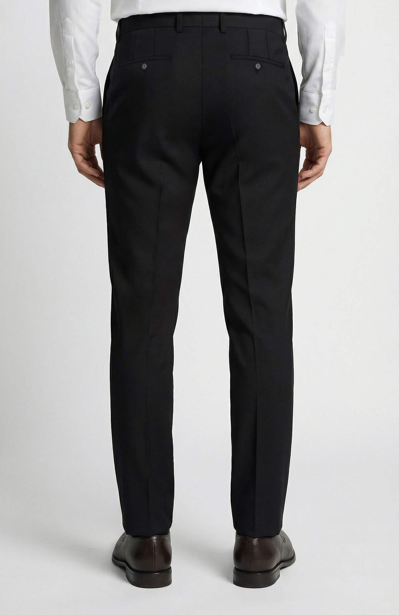 Slim Fit Siyah Mono Yaka Yünlü Takım Elbise