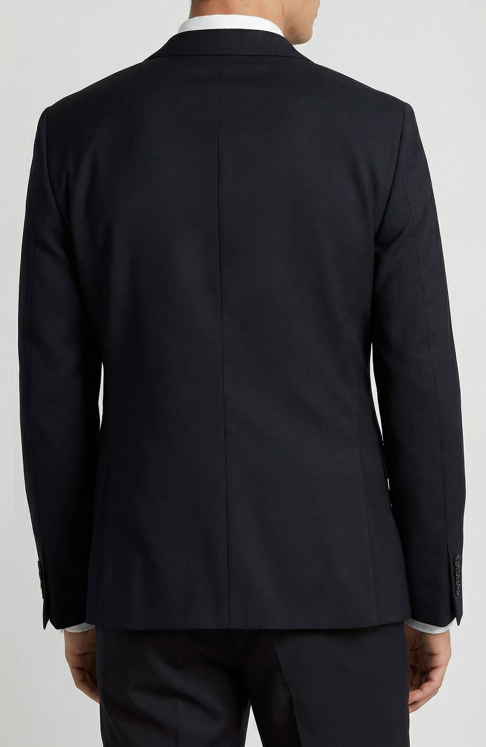 Slim Fit Lacivert Mono Yaka Yünlü Takım Elbise