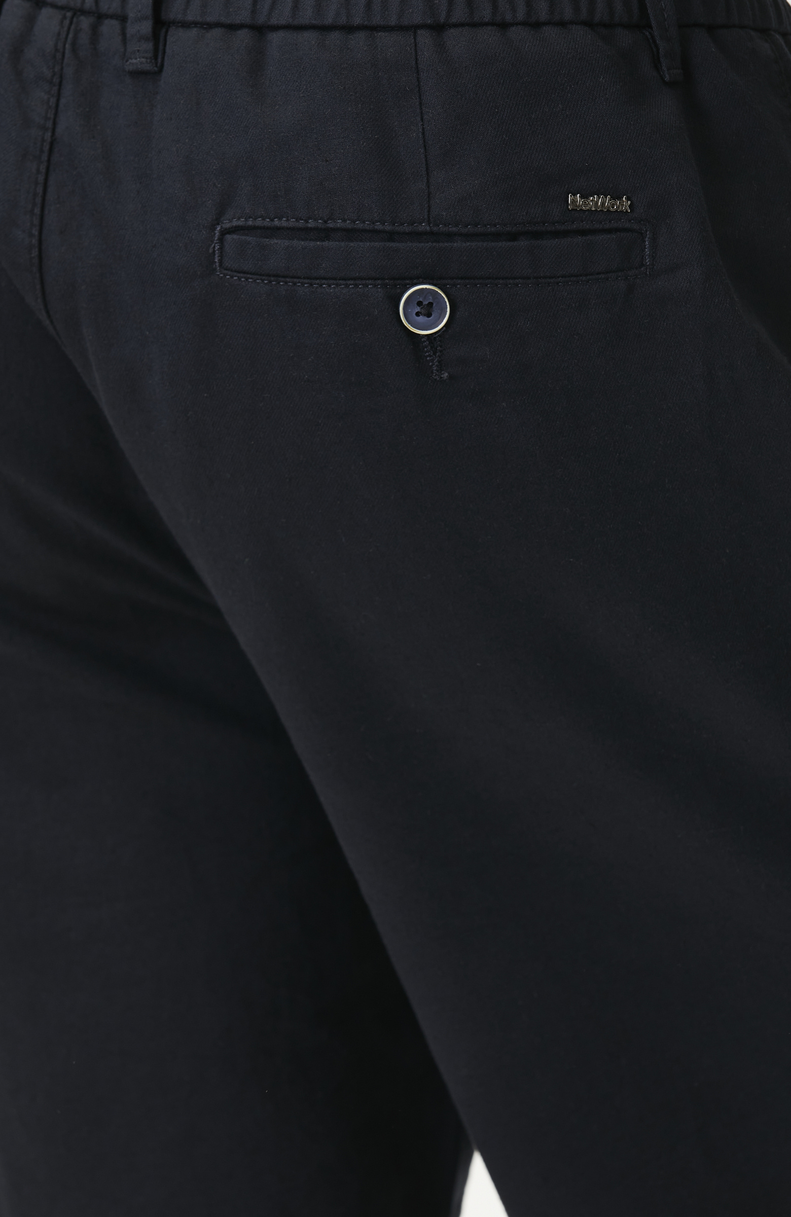 Slim Fit Lacivert Keten Karışımlı Dokuma Şort