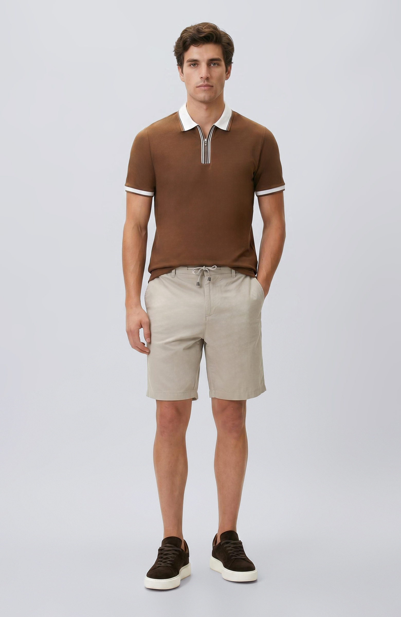 Slim Fit Vizon Keten Karışımlı Dokuma Şort
