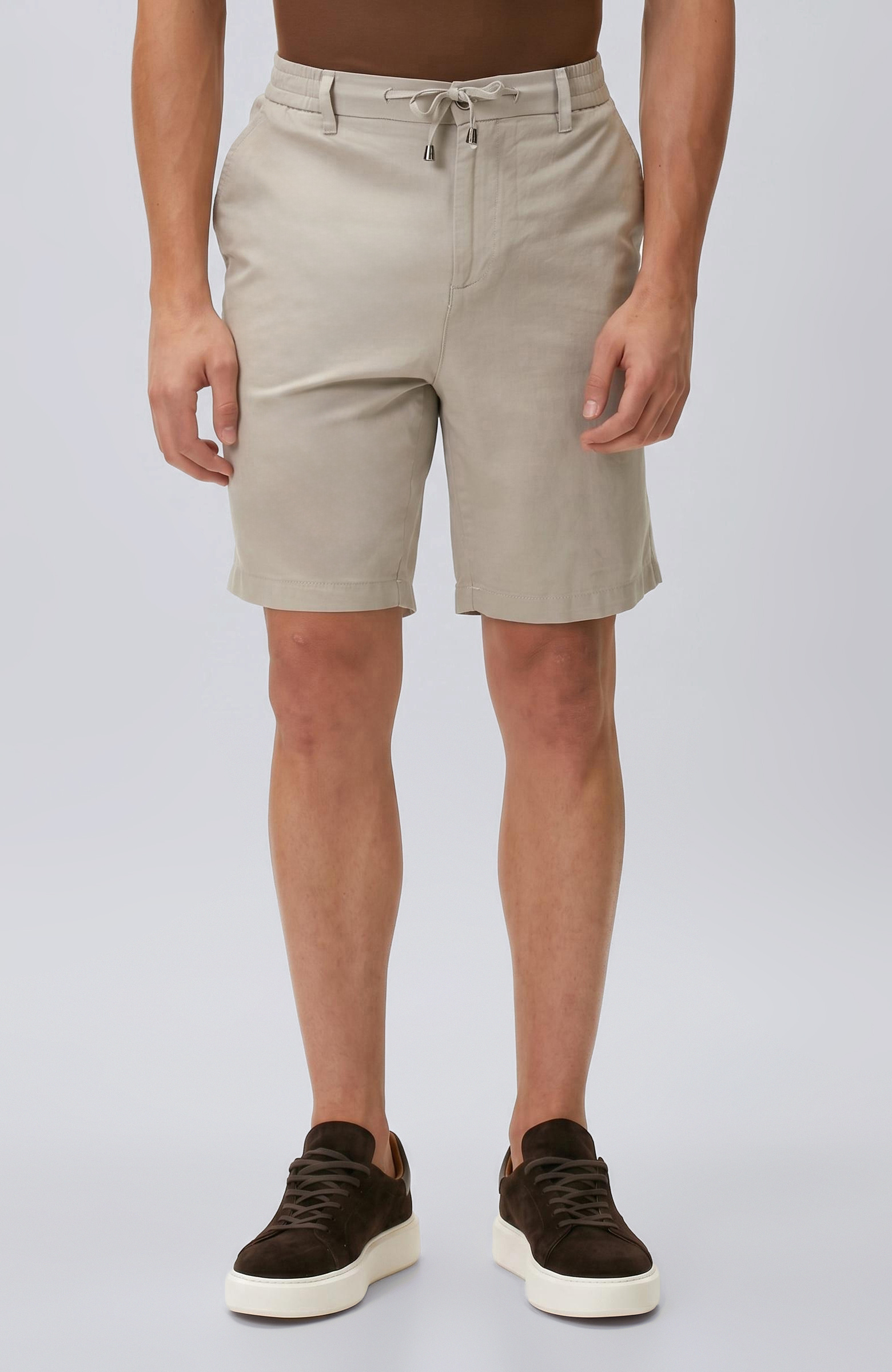 Slim Fit Vizon Keten Karışımlı Dokuma Şort