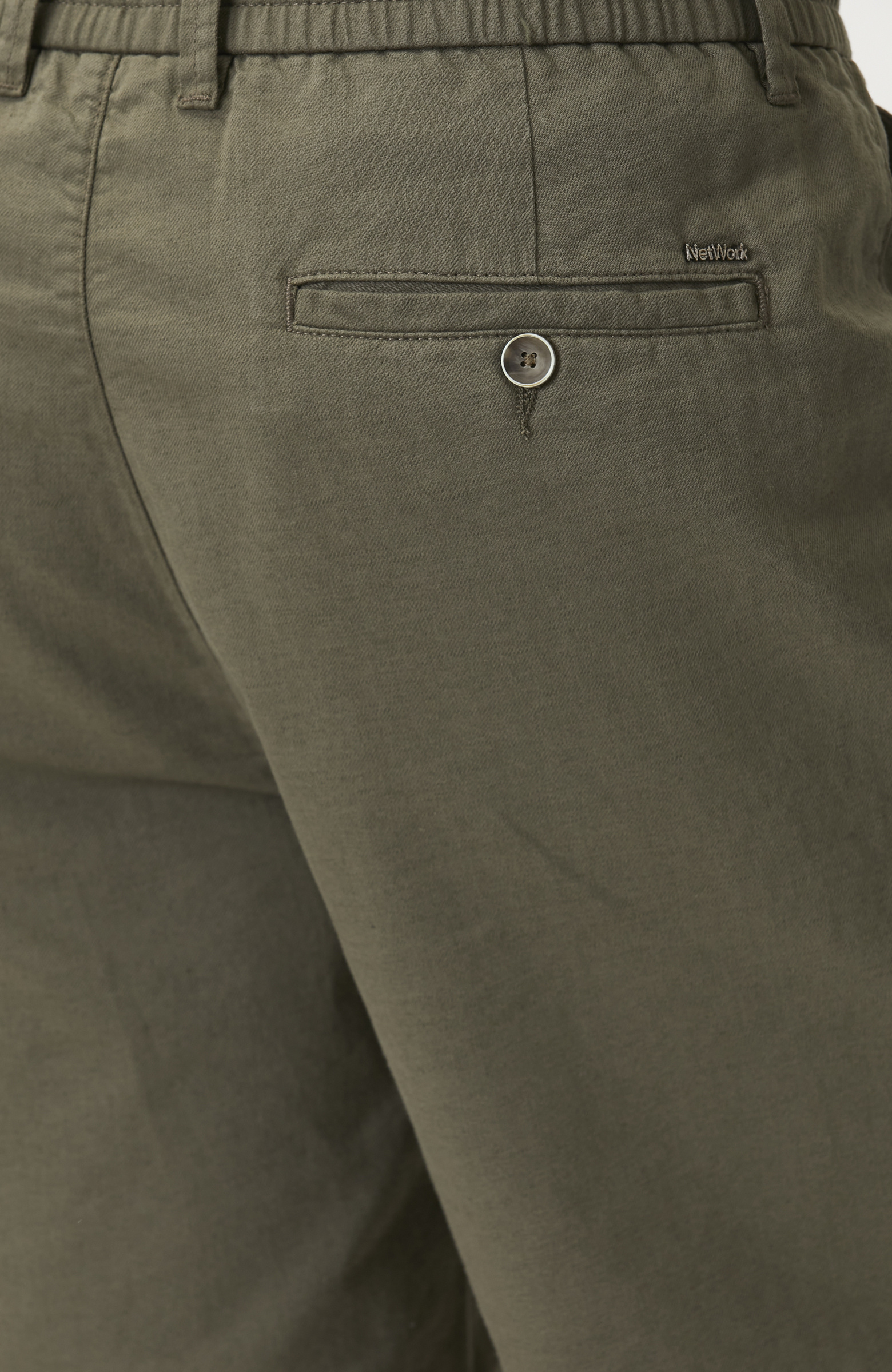 Slim Fit Haki Keten Karışımlı Dokuma Şort