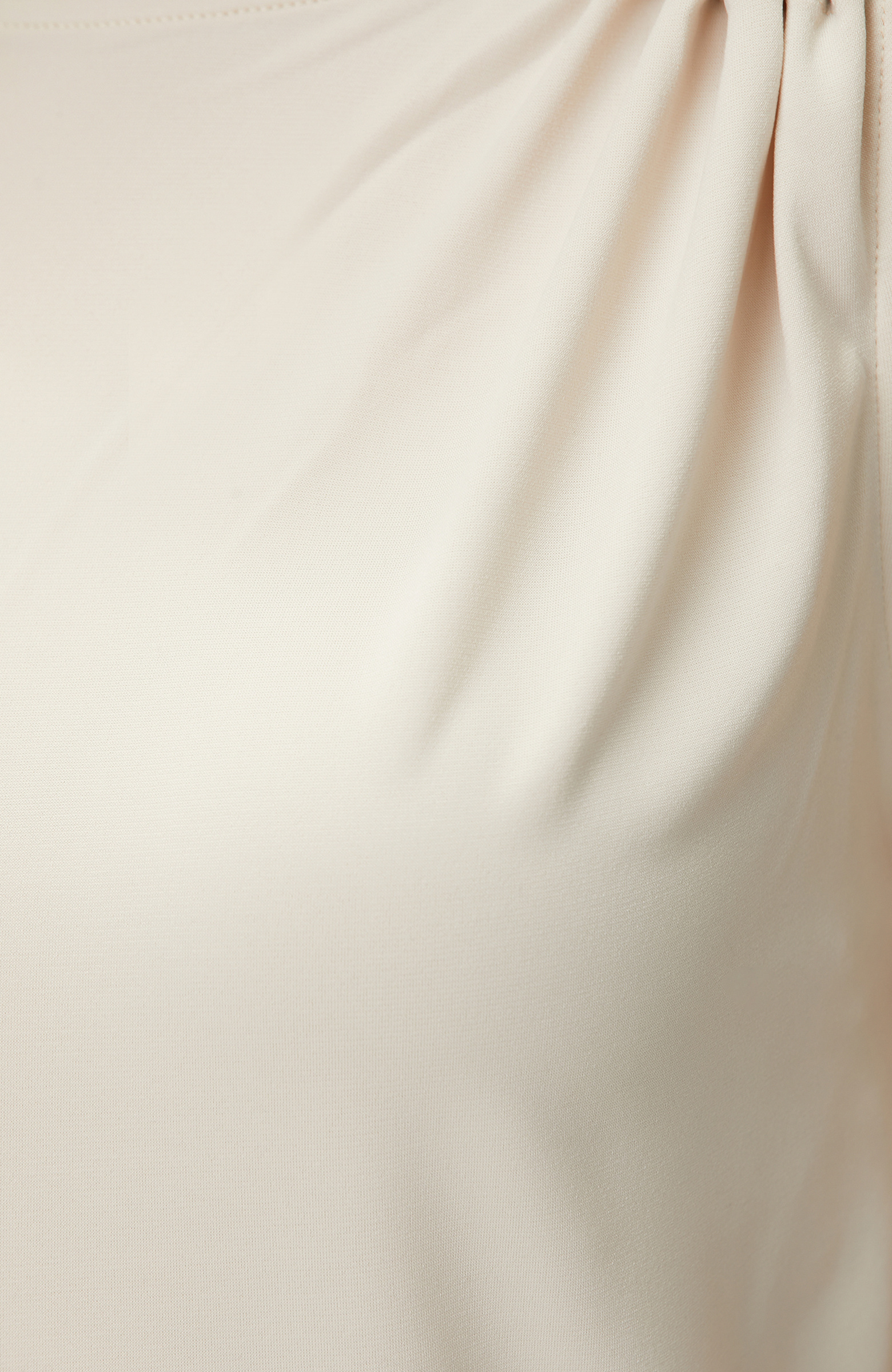 Beige Low Sleeve Shoulder Gold Accessory Knitted Blouse