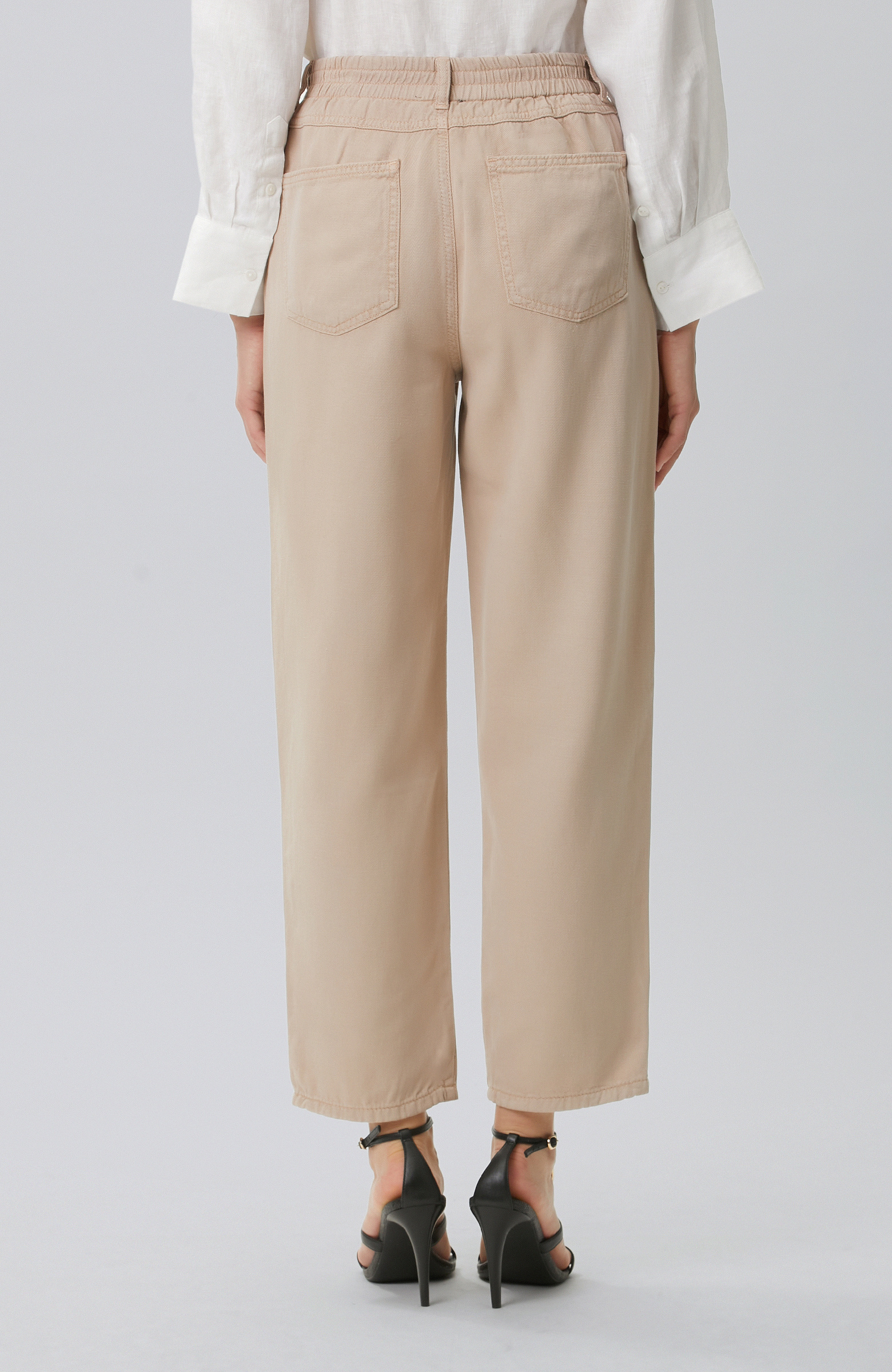 Mink Diagonal Patterned 5-Pocket Casual Trousers