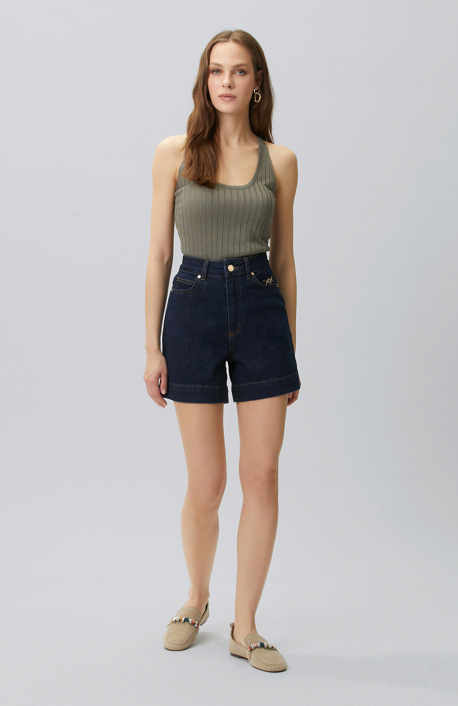 Khaki Swimmer Form Jacquard Knitwear Undershirt