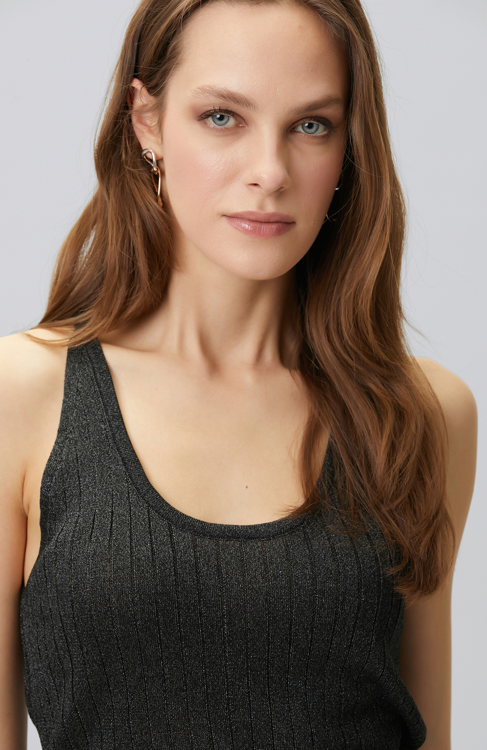 Black Swimmer Form Jacquard Knitwear Undershirt