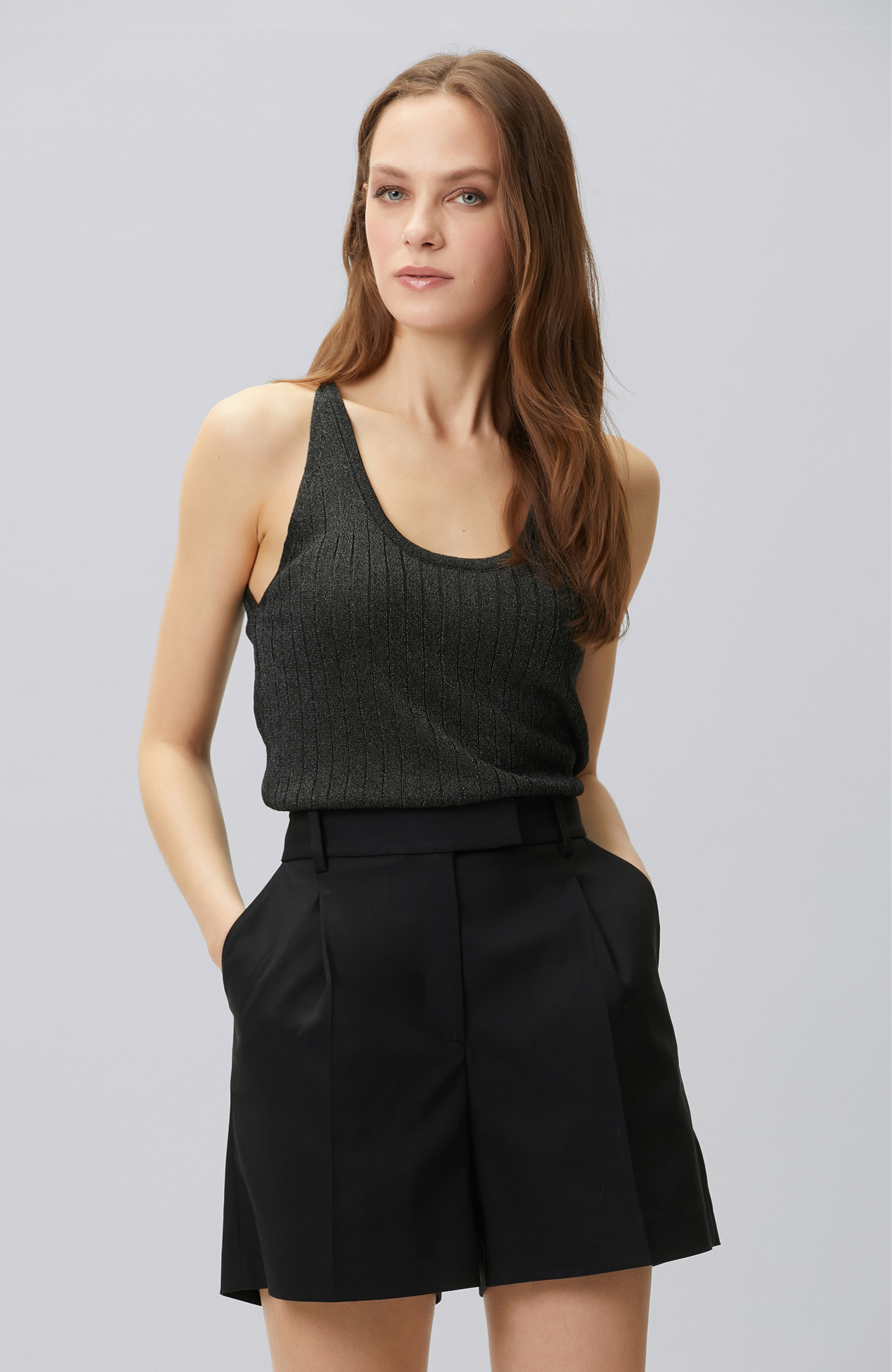 Black Swimmer Form Jacquard Knitwear Undershirt