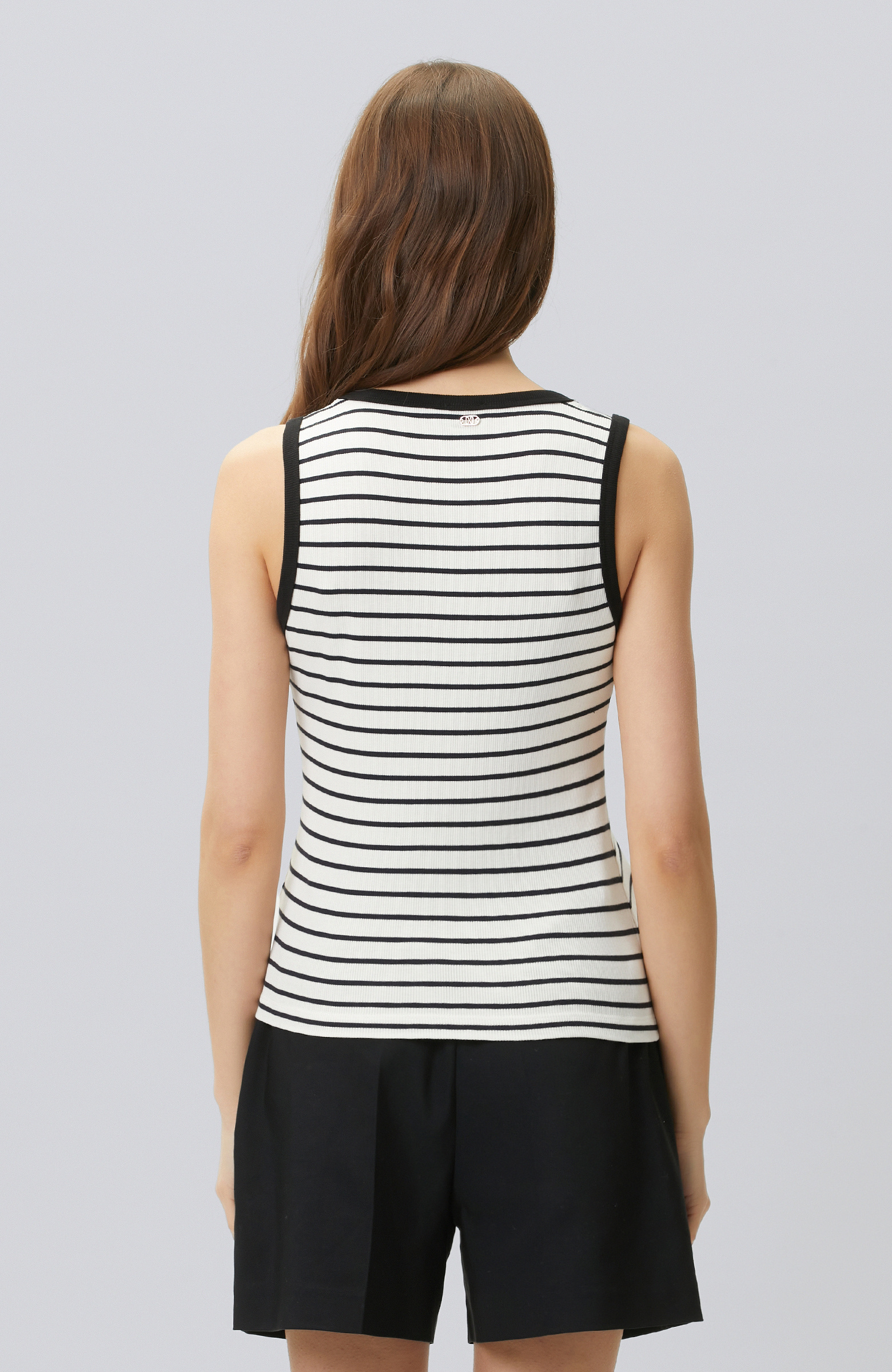 Siyah Beyaz İnce Askılı Çizgili Kaşkorse Atlet