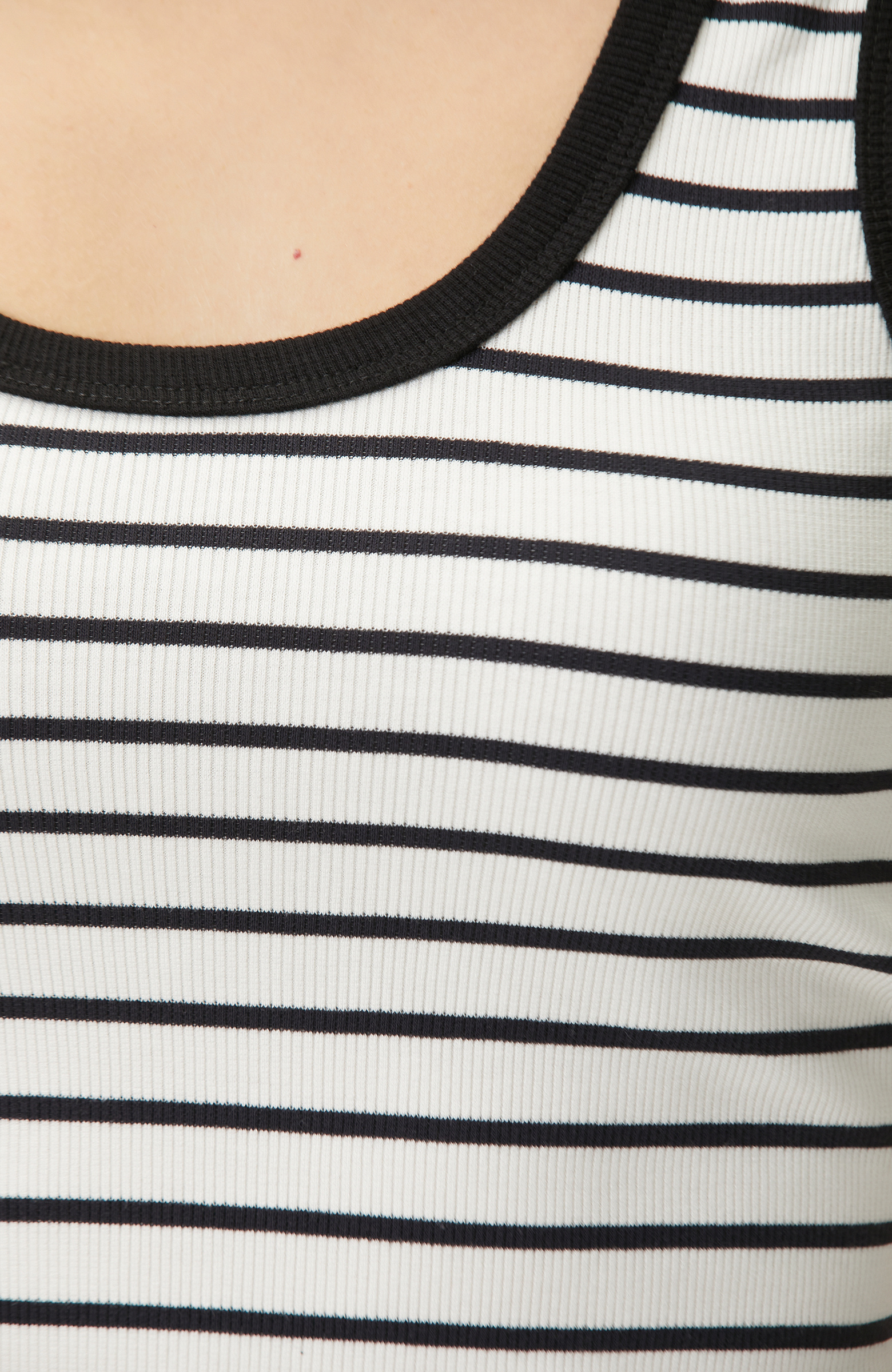 Siyah Beyaz İnce Askılı Çizgili Kaşkorse Atlet