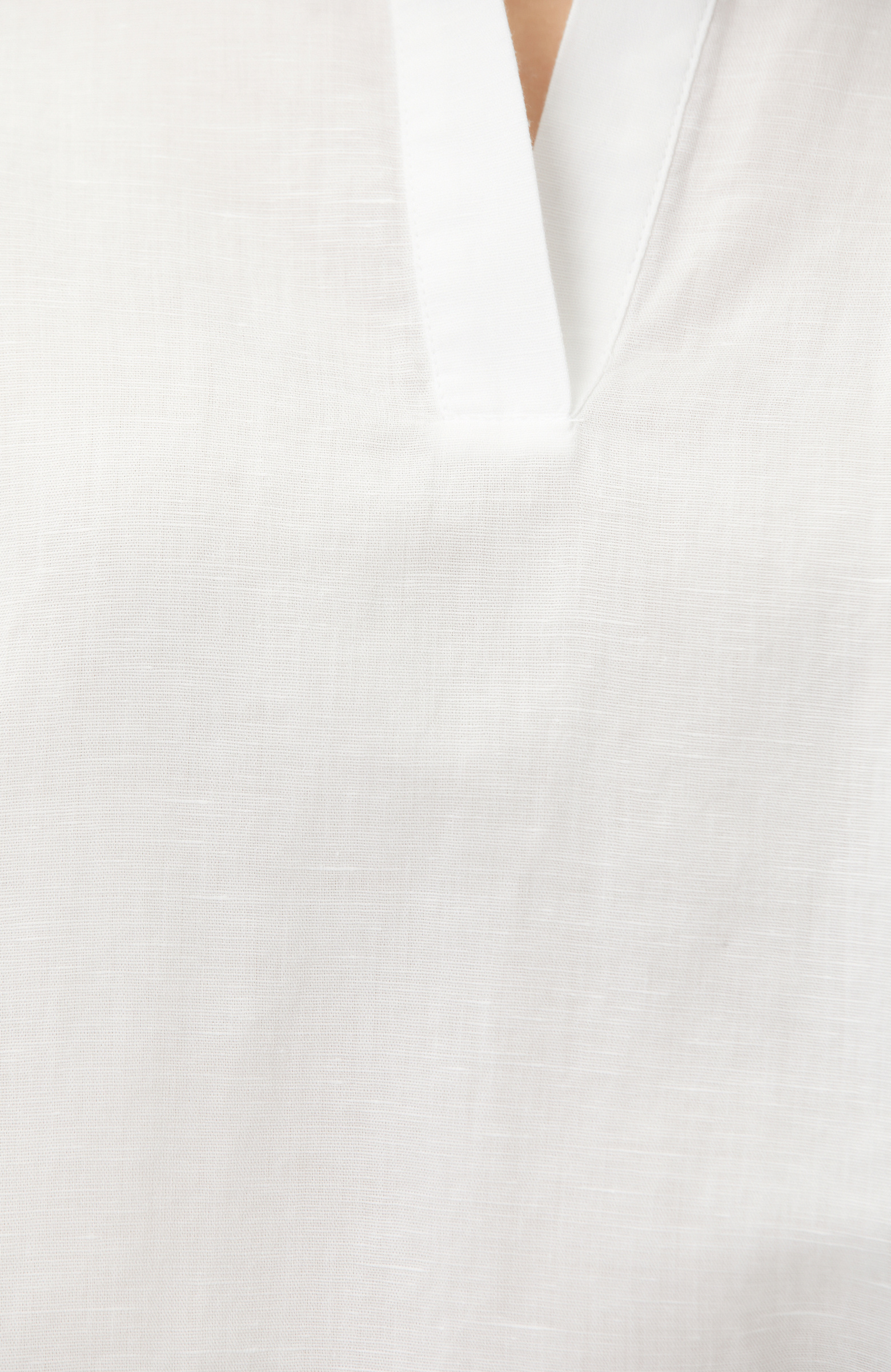White Linen Blend Blouse