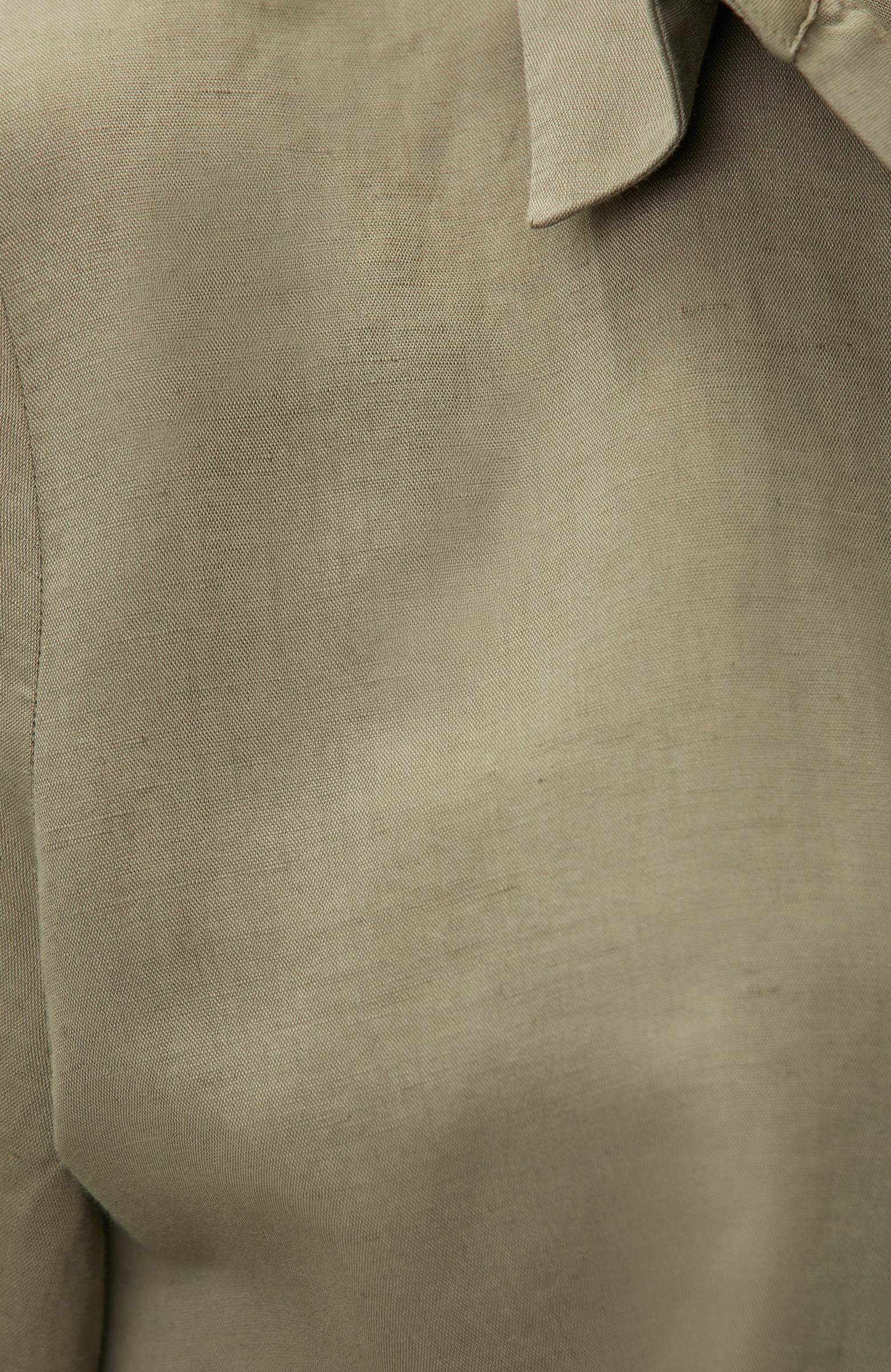 Khaki Linen Blend Blouse