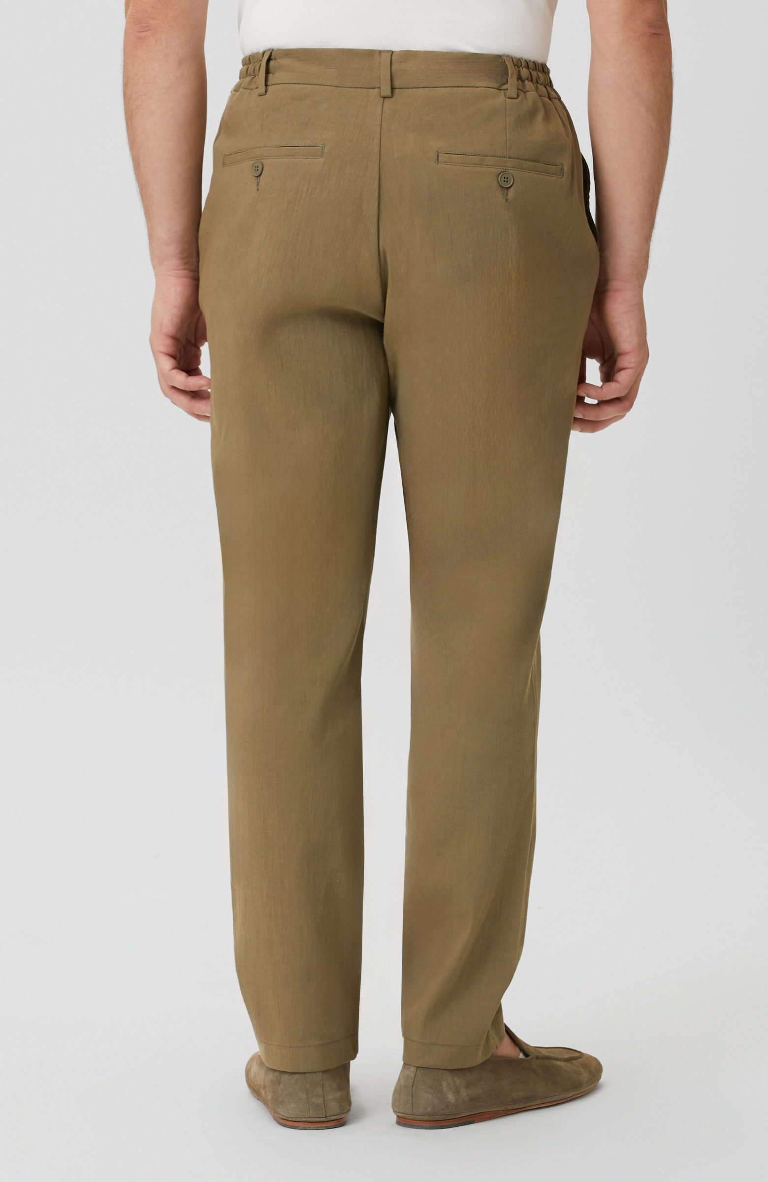 Haki Keten Karışımlı Pantolon