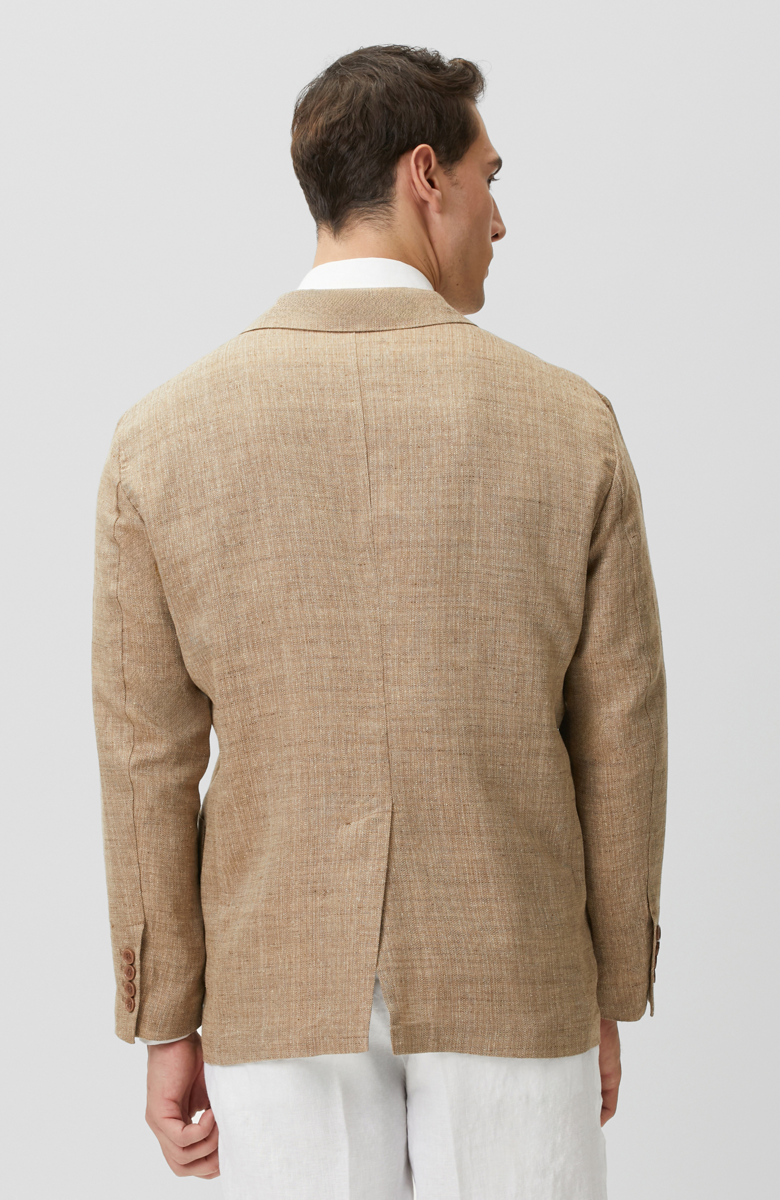 Limited Bej Balıksırtı Keten Karışımlı Ceket