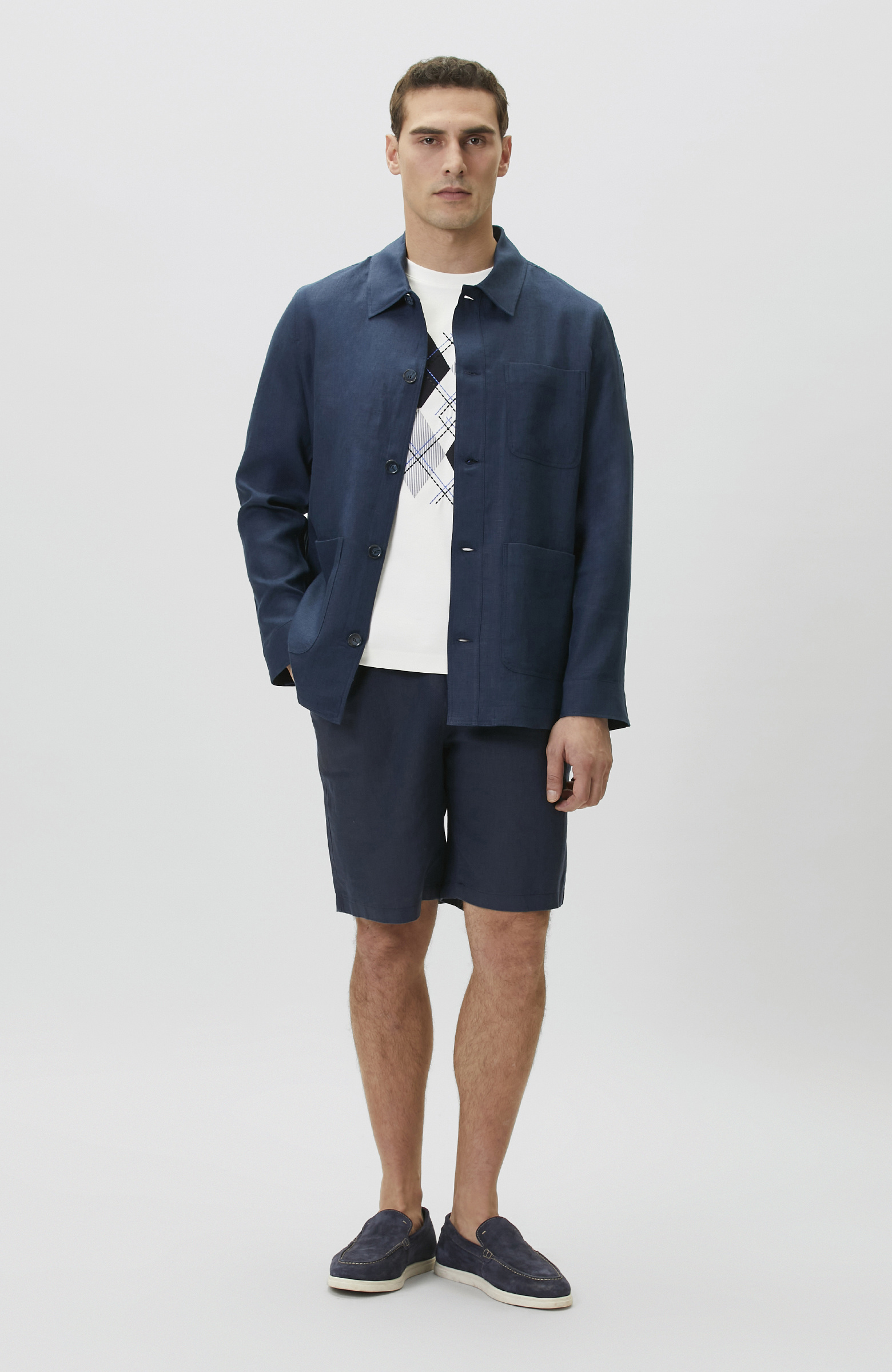 Lacivert Keten Comfort Şort