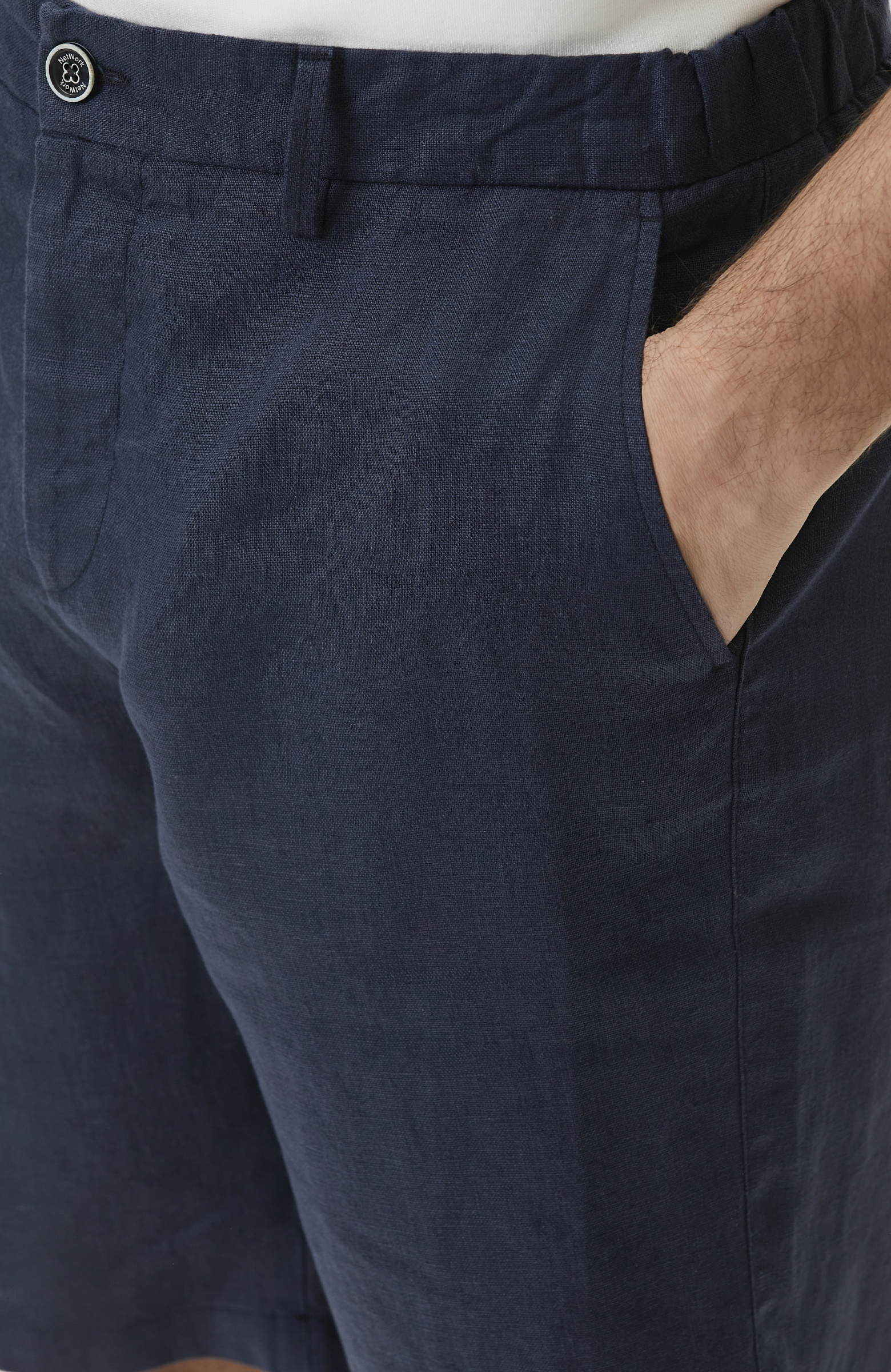 Lacivert Keten Comfort Şort