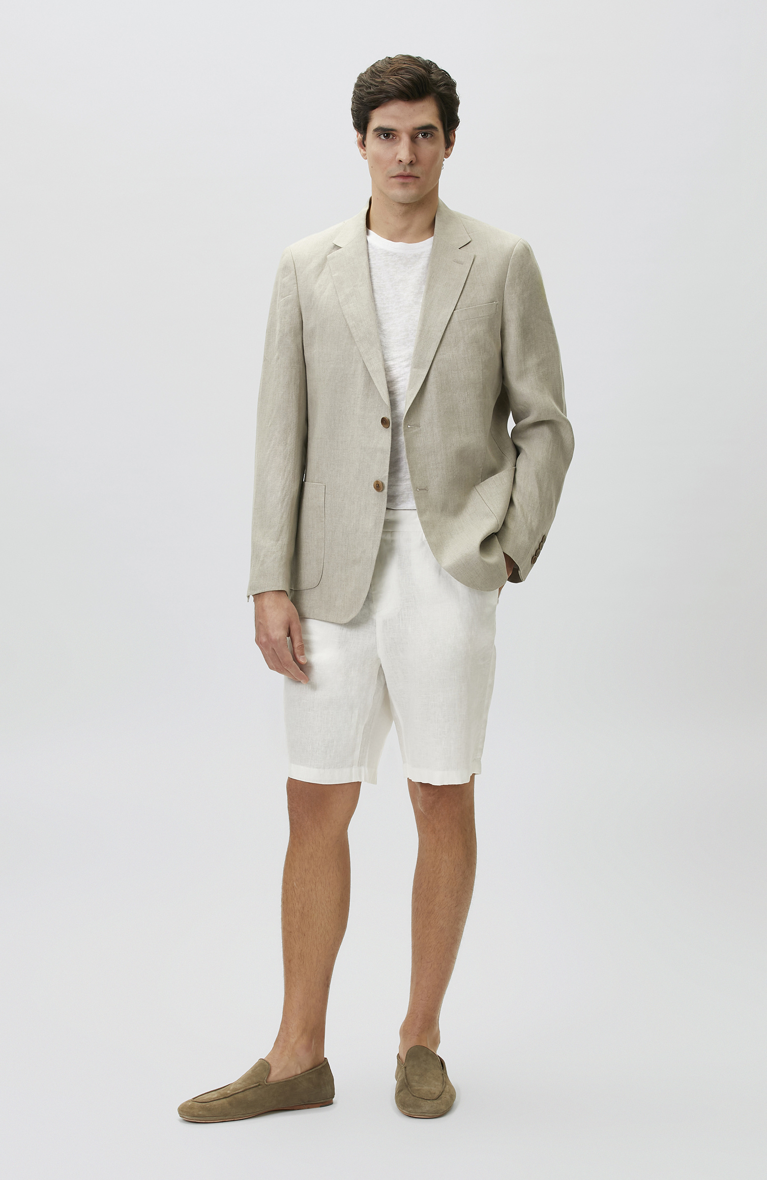 Kırık Beyaz Keten Şort